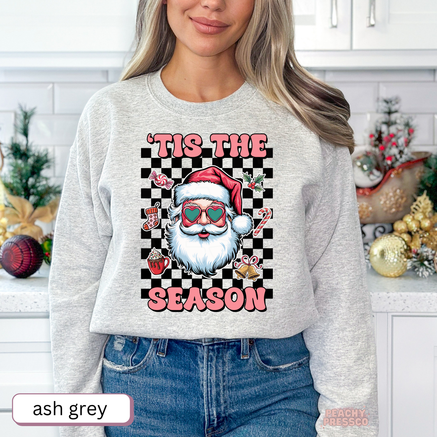 Checkered Santa Christmas Shirt | Retro Tis The Season, Holiday Apparel