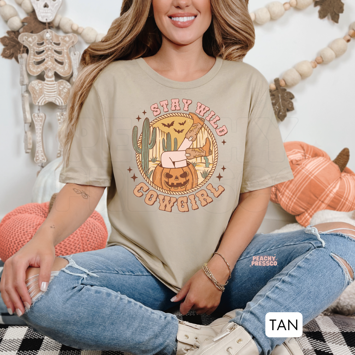 Stay Wild Cowgirl Halloween Shirt – Pumpkin Western Sweatshirt – Spooky Rodeo Country Apparel