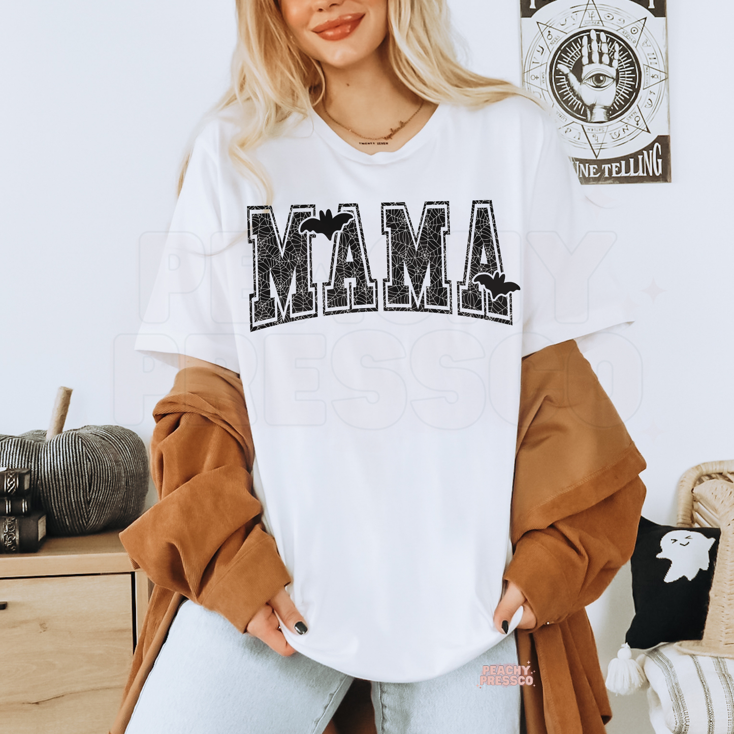 Spiderweb MAMA Halloween Sweatshirt | Black Bat Crewneck for Moms | Cozy Pullover, Apparel
