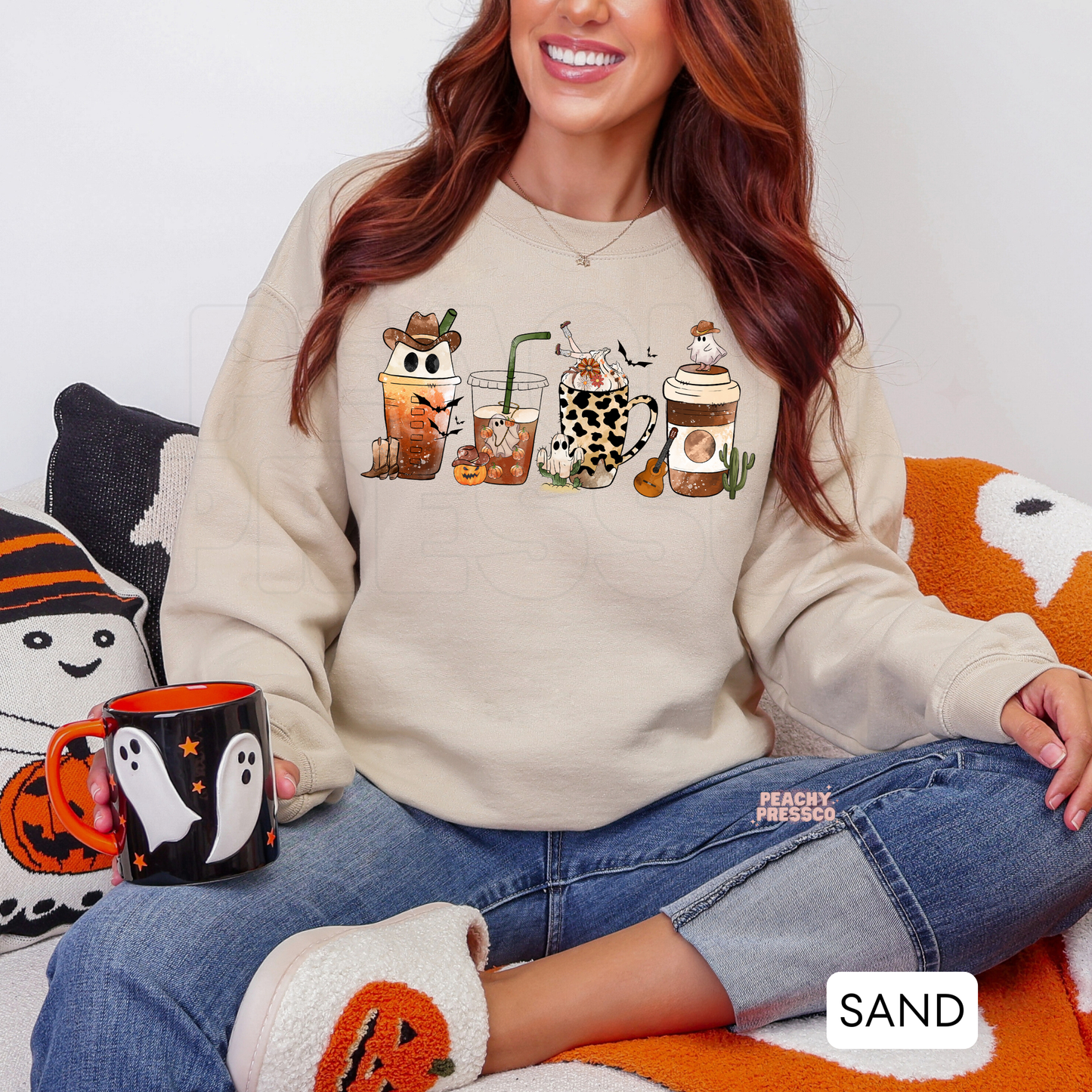 Cowboy Coffee Ghost Shirt – Western Coffee Lover Sweatshirt - Halloween, Country Apparel