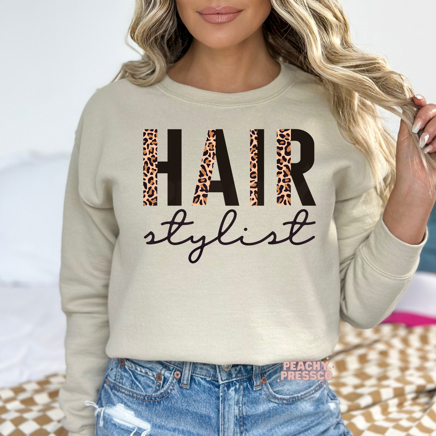 Hair Stylist Leopard Print Sweatshirt – Bold Animal Print Salon Crewneck