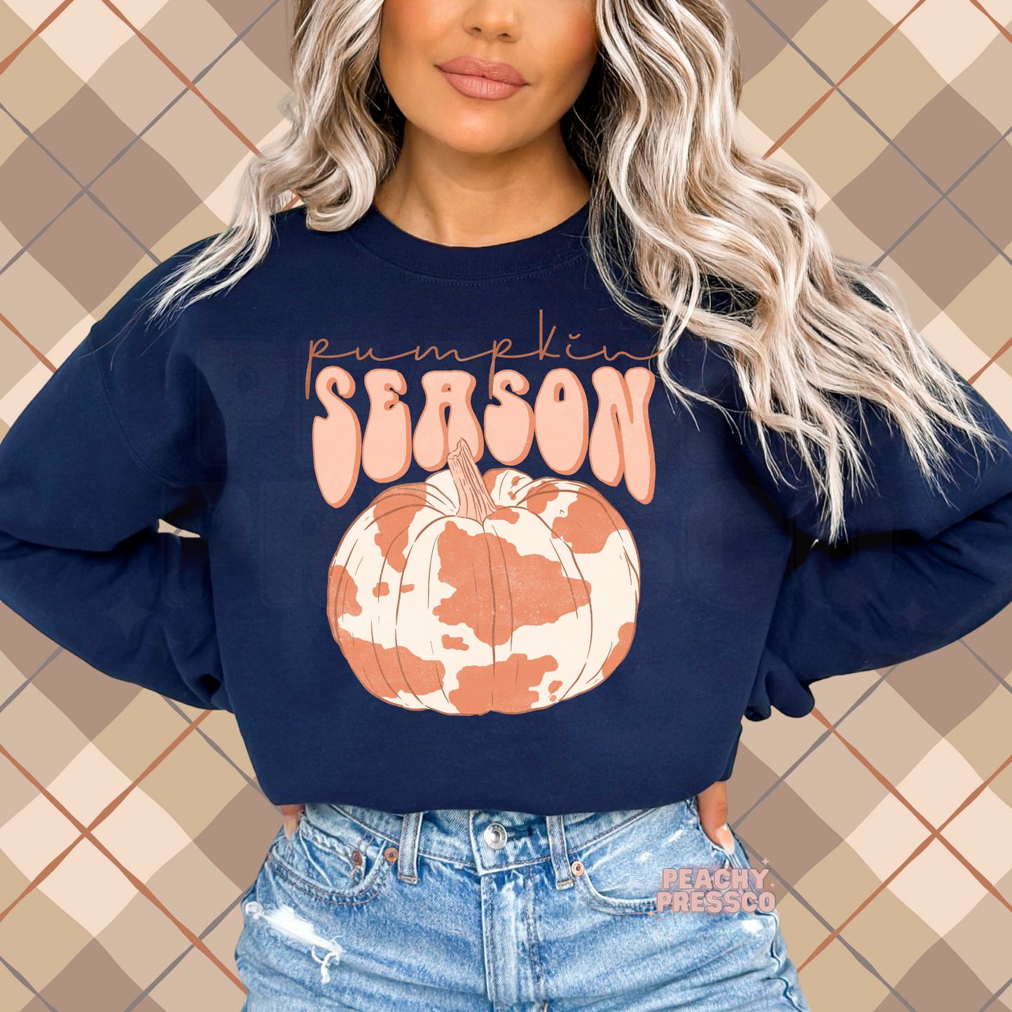 Pumpkin Season Cow Print Sweatshirt, Western Fall Apparel