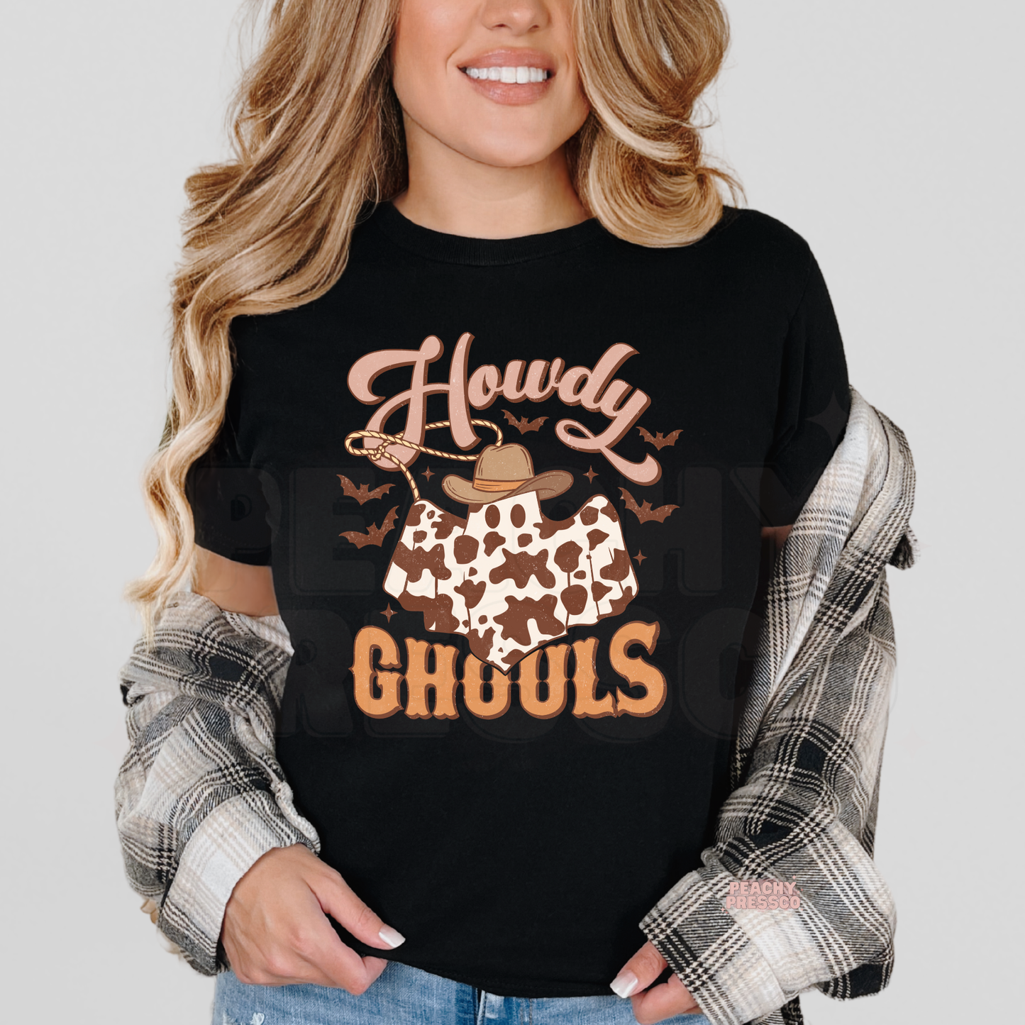 Howdy Ghouls Western Halloween Shirt – Cow Print Ghost Cowgirl Sweatshirt – Spooky Season, Country Apparel