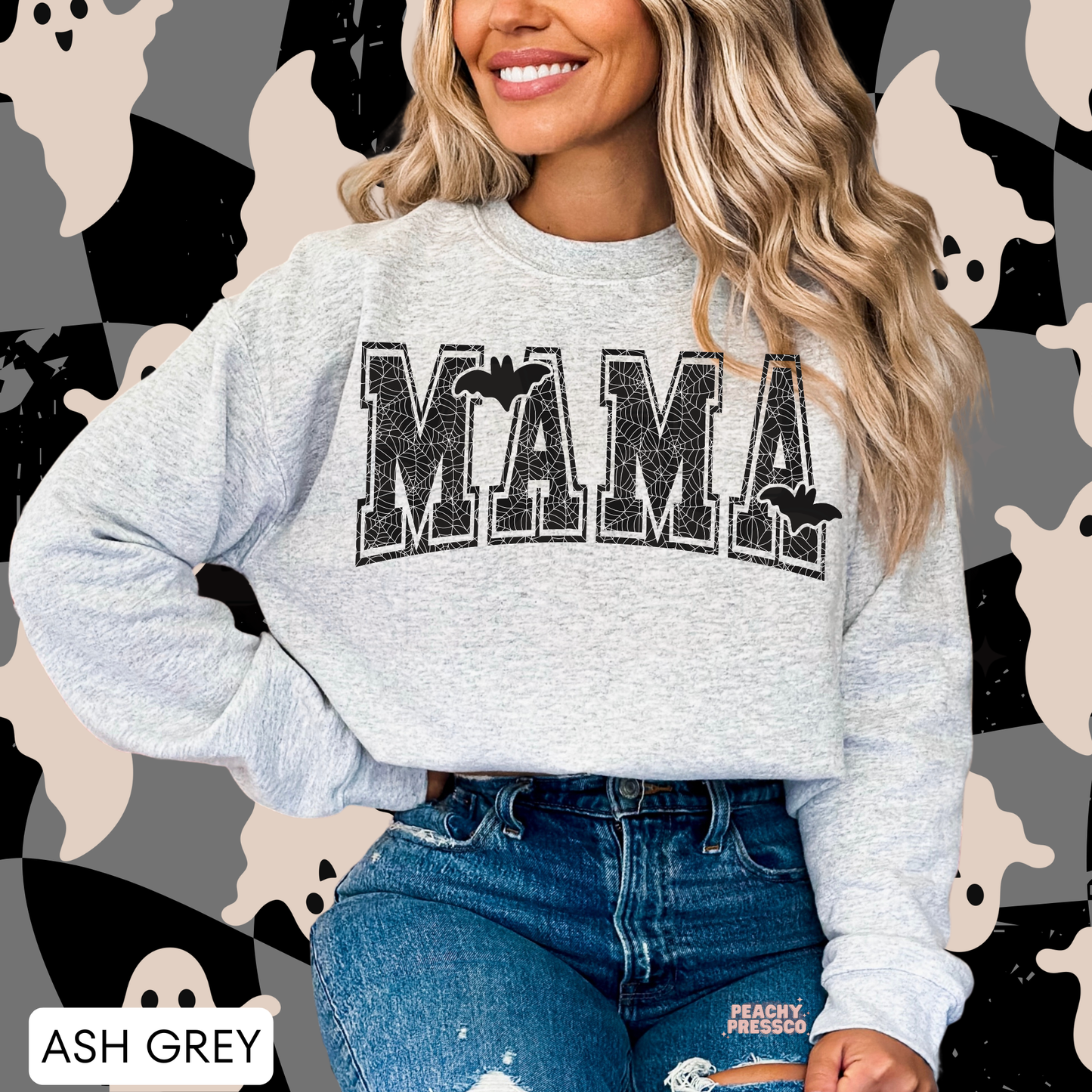 Spiderweb MAMA Halloween Sweatshirt | Black Bat Crewneck for Moms | Cozy Pullover, Apparel