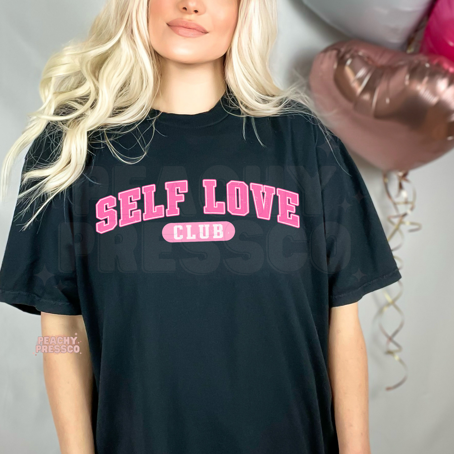 Self Love Club Bold Letter Tee – Hot Pink Retro Valentine Apparel