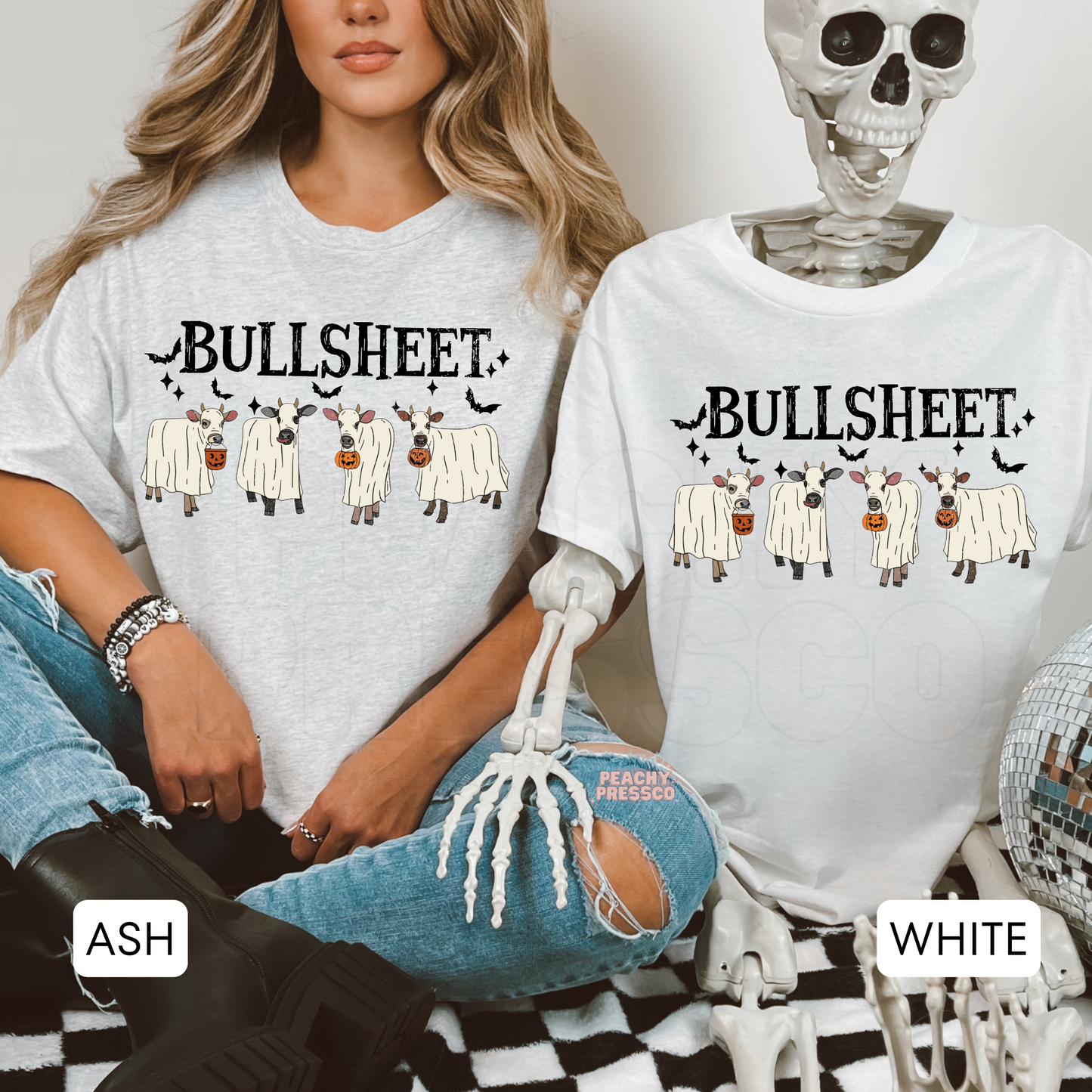 Funny Bull Sheet Halloween Shirt – Cow Costume Sweatshirt – Western Crewneck, Apparel