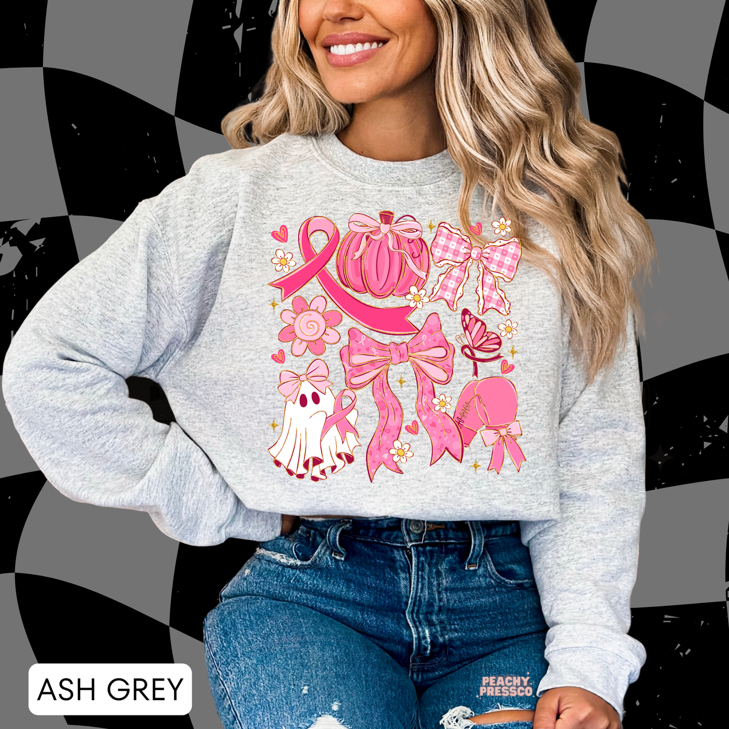 Pink Bow & Pumpkin Halloween Shirt – Cute Cancer Awareness Apparel