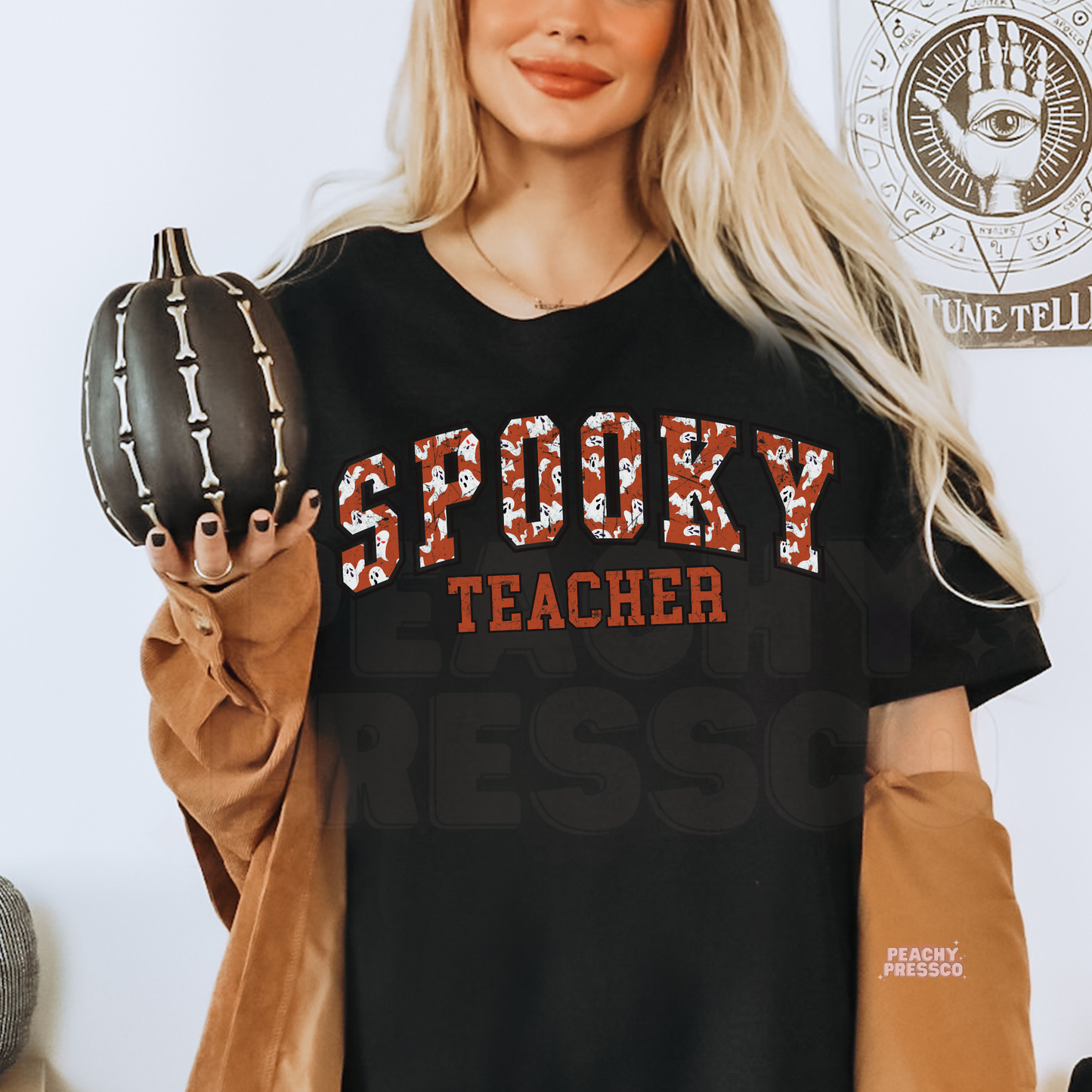 Spooky Teacher Halloween Sweatshirt – Cute Ghost Print Crewneck, Apparel