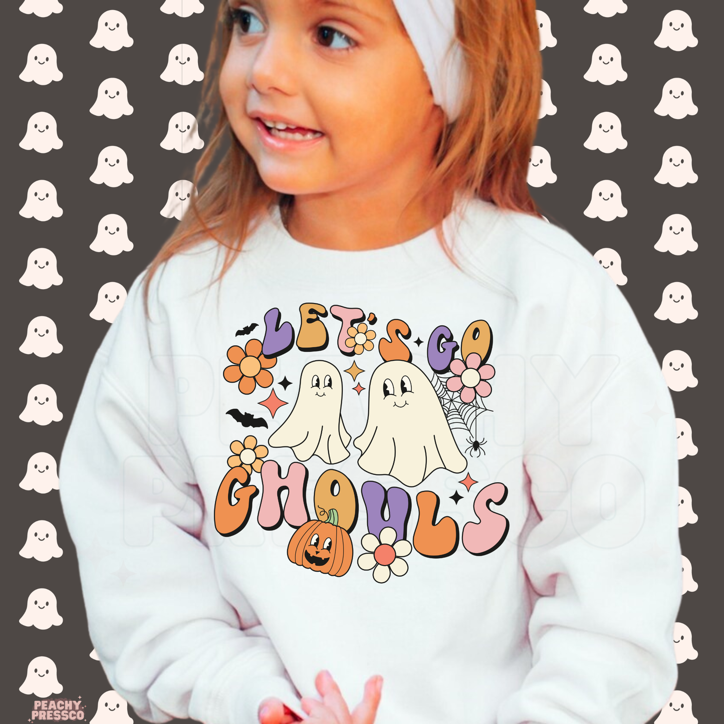 Let’s Go Ghouls Halloween Shirt – Cute Ghost Graphic, Kids Apparel