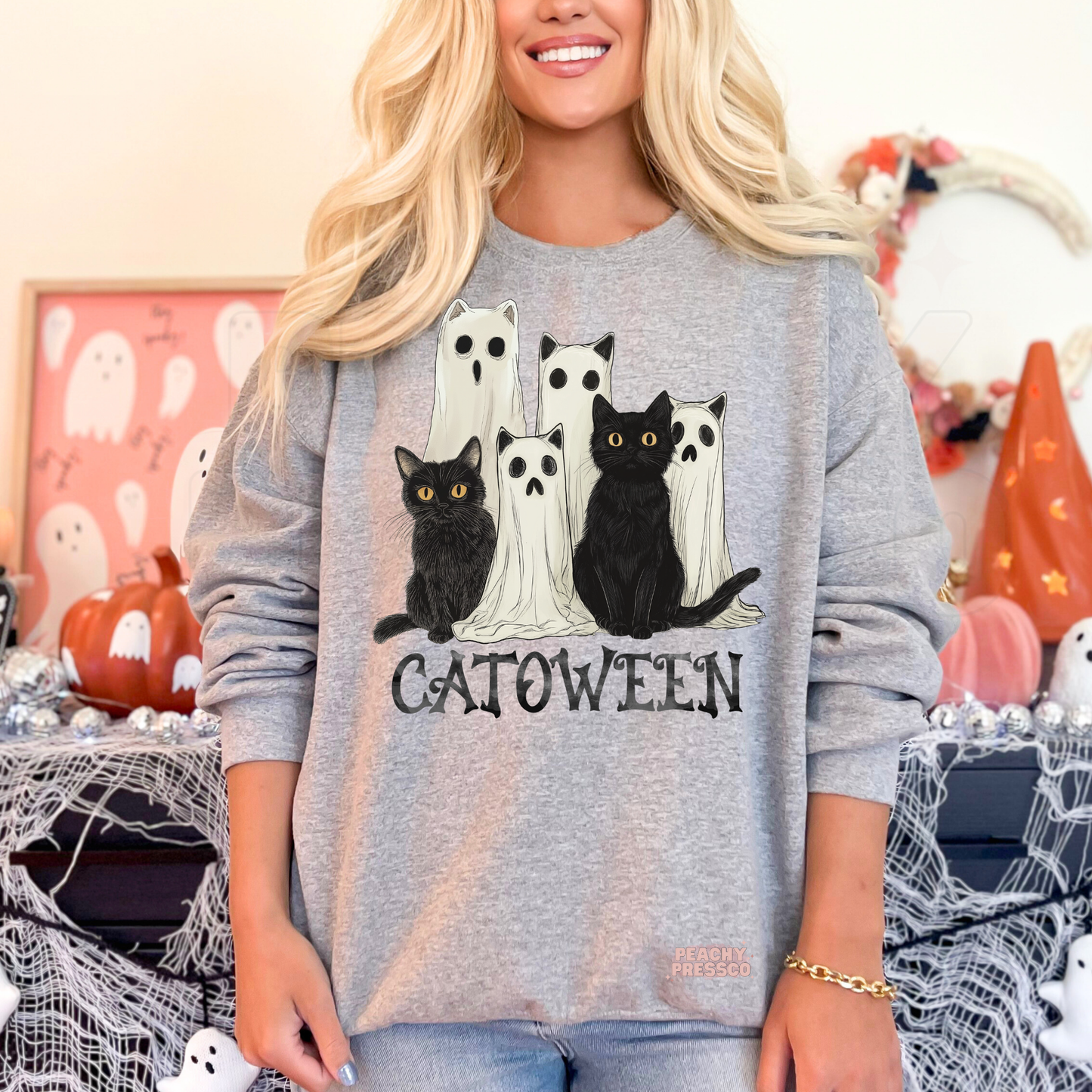 Catoween Halloween Shirt – Cute Black Cat Ghost Tee for Cat Lovers & Spooky Season, Apparel