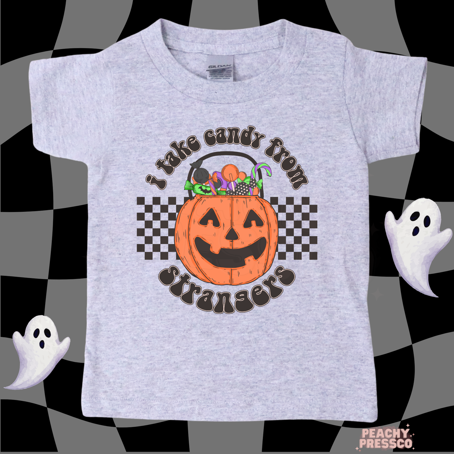 I Take Candy From Strangers Halloween Shirt – Funny Pumpkin Kids Apparel