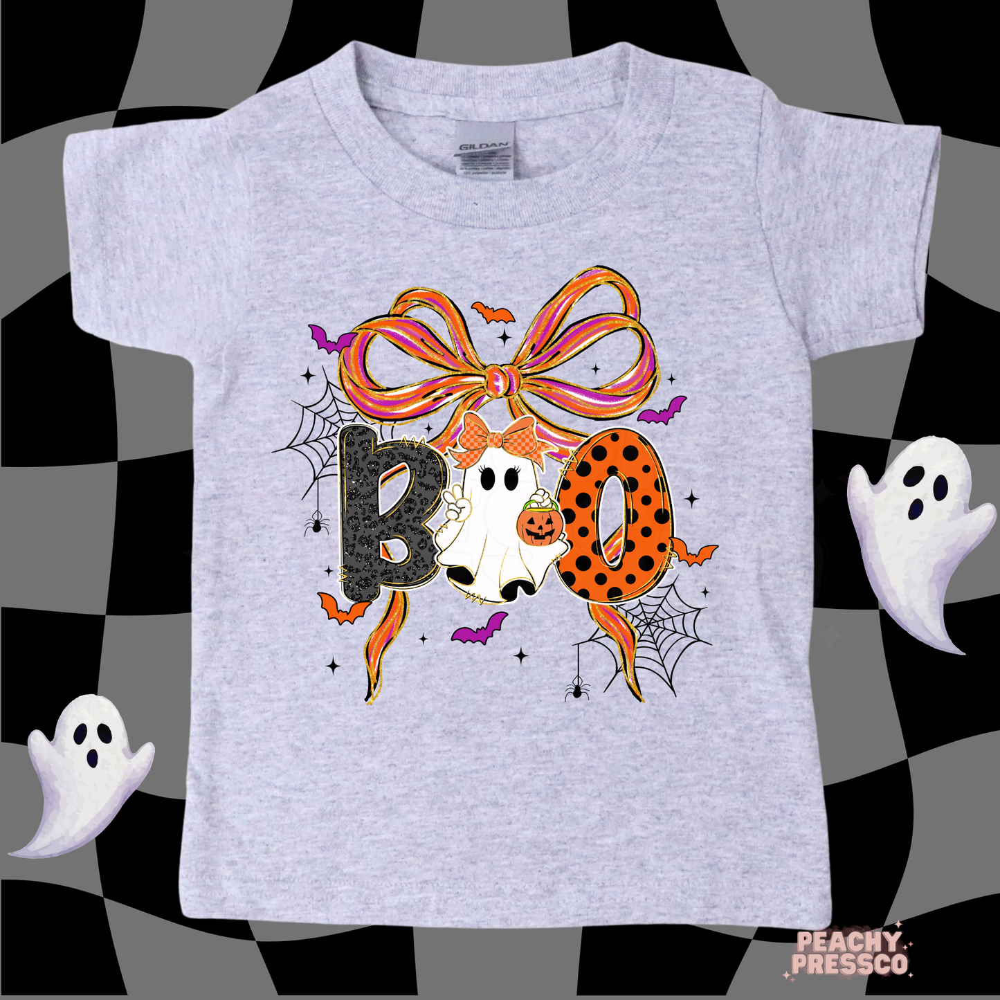 Girly Ghost “BOO” Halloween Sweatshirt – Cute & Spooky Vibes, Kids Apparel