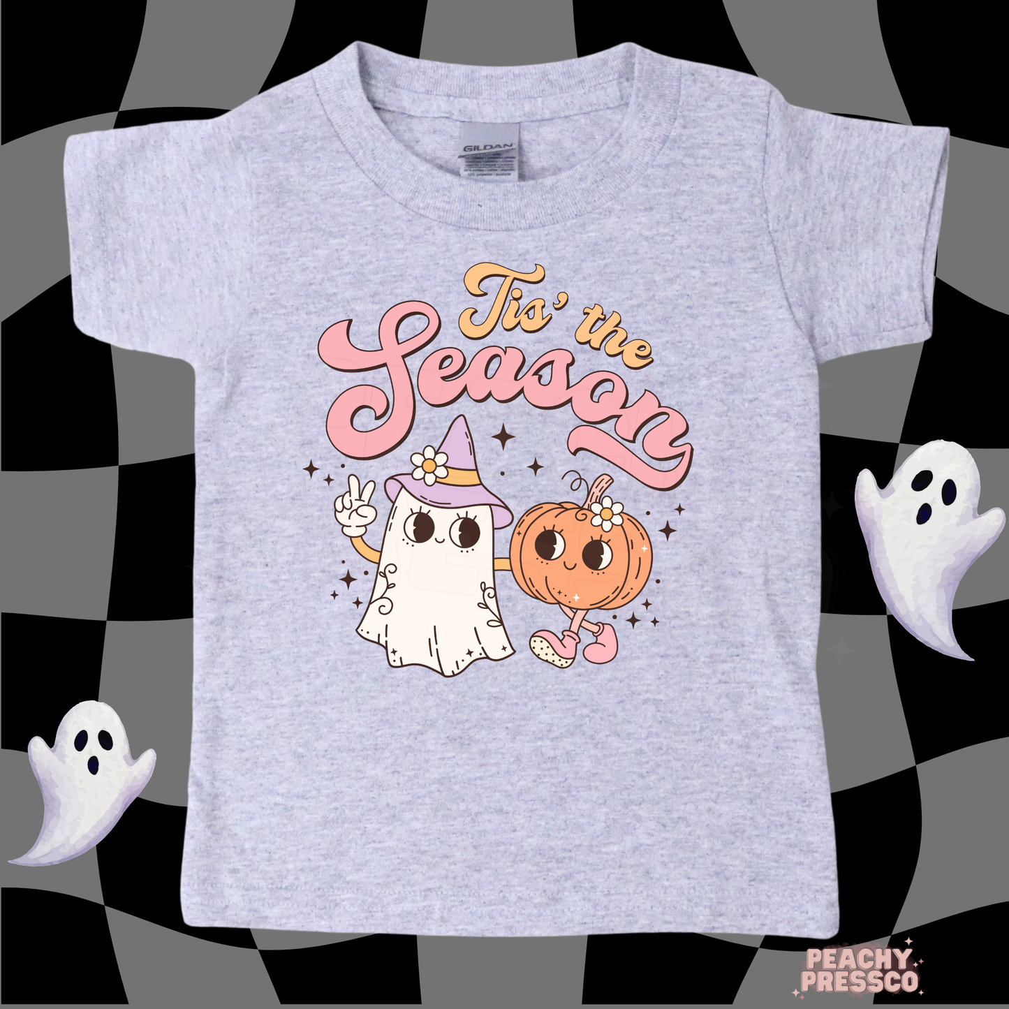 Tis’ the Season Cute Ghost & Pumpkin Sweatshirt | Adorable Halloween Kids Apparel
