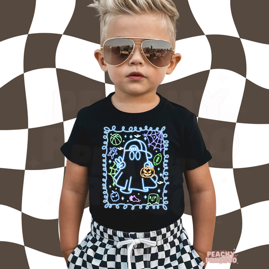 Blue Neon Halloween Shirt | Cute & Spooky Kids Apparel