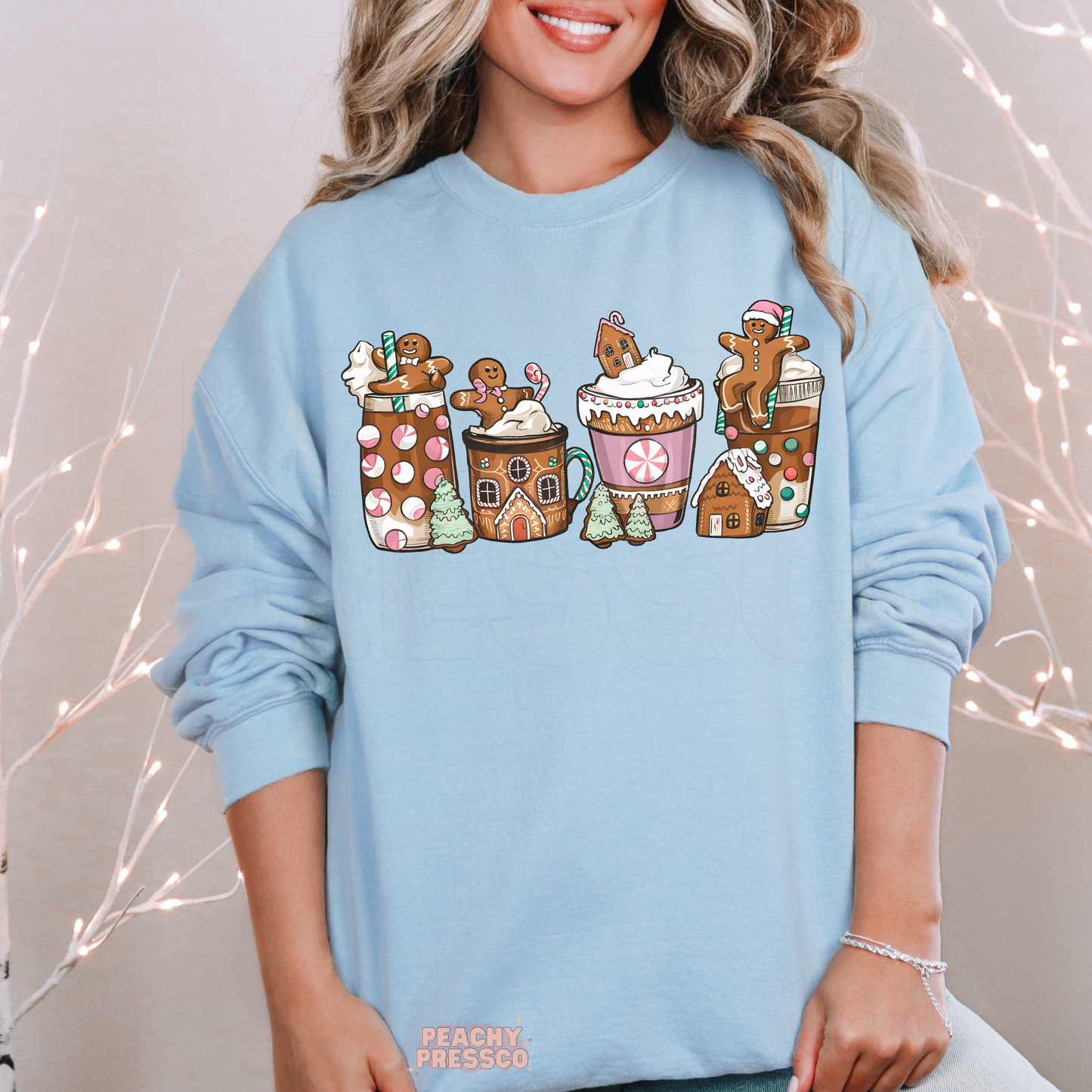Gingerbread Cocoa Christmas Sweatshirt, Coffee Crewneck, Apparel