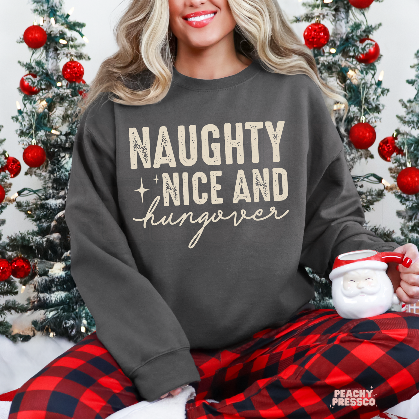 Naughty, Nice and Hungover Christmas Shirt, Holiday Apparel