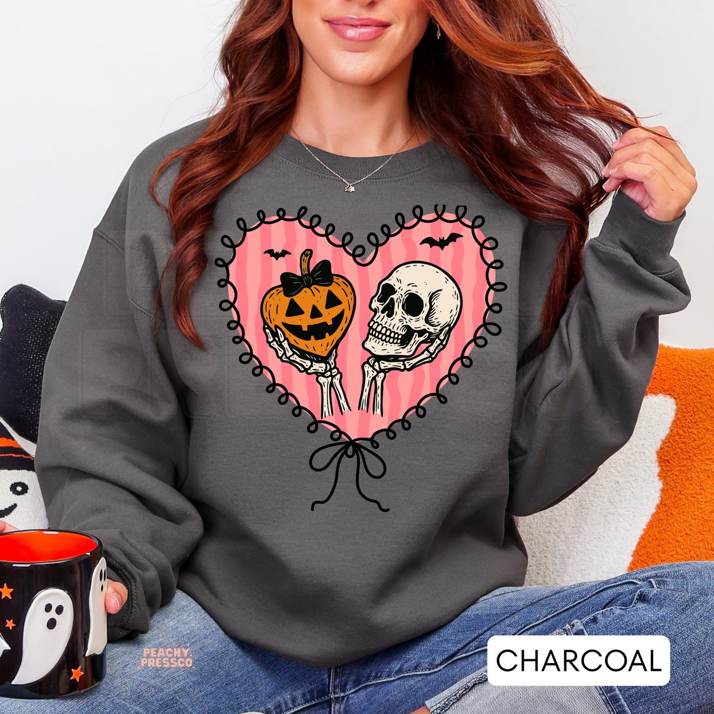 Pumpkin & Skull Heart Halloween Shirt | Cute Creepy Love Apparel