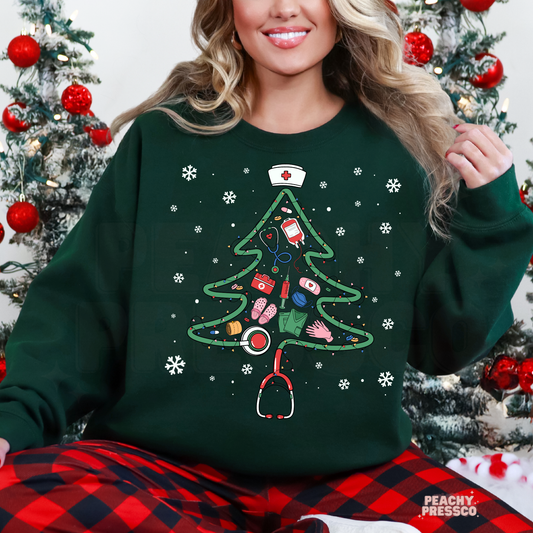 Nurse Christmas Tree Shirt – Medical Holiday Lights Apparel