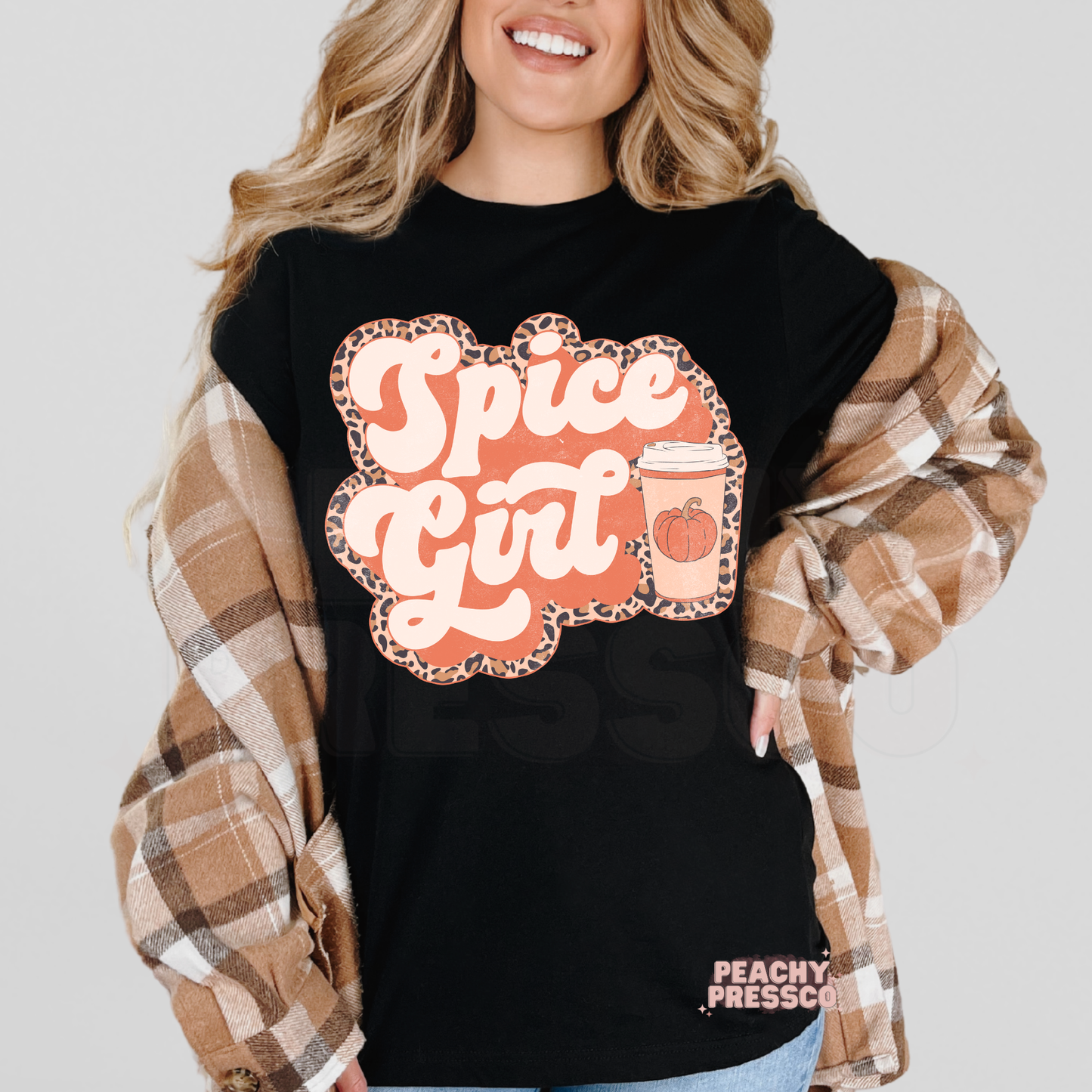 Pumpkin Spiced Girl Sweatshirt, Cozy Fall Coffee, Leopard Apparel