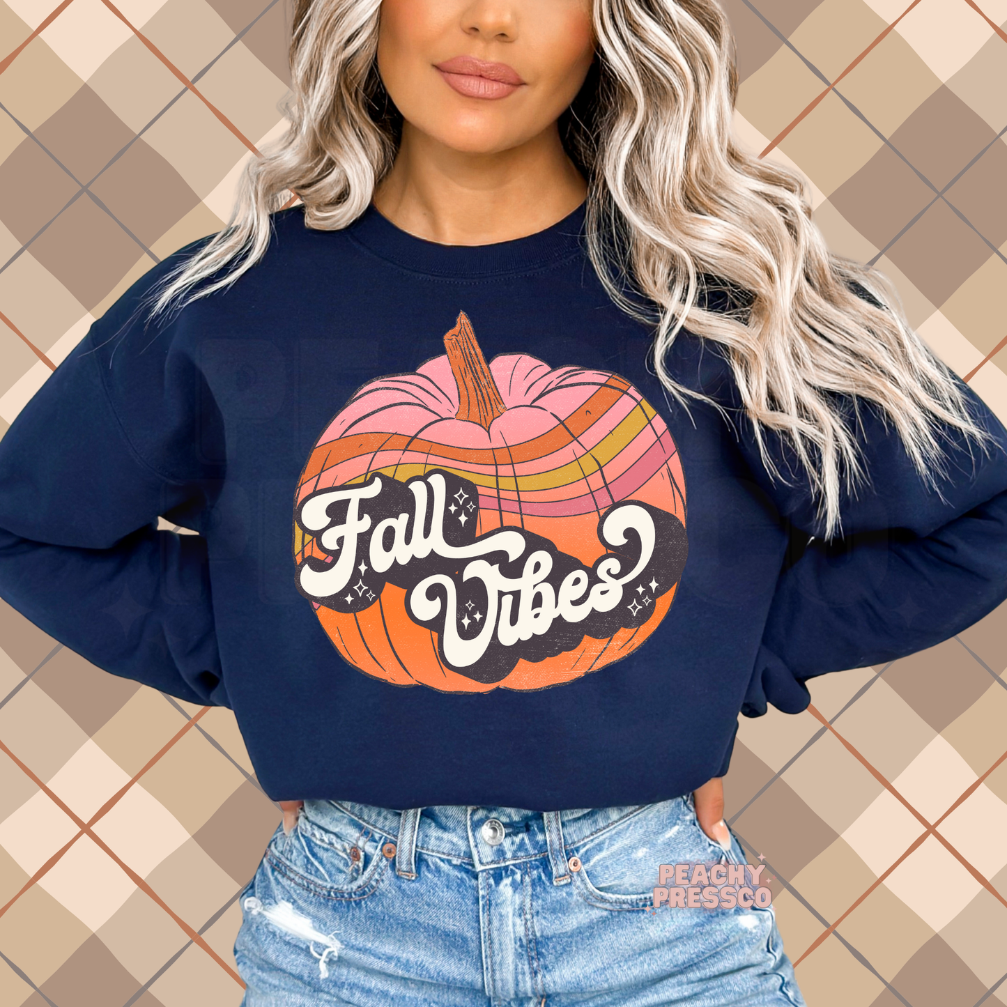 Fall Vibes Retro Pumpkin Sweatshirt – Cozy Autumn Graphic, Fall Apparel