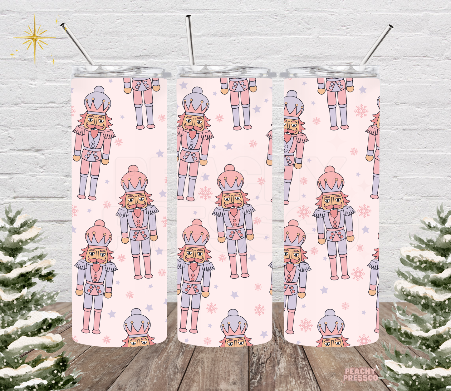 Pink Nutcracker Christmas Tumbler – Cute Holiday 20oz Stainless Steel