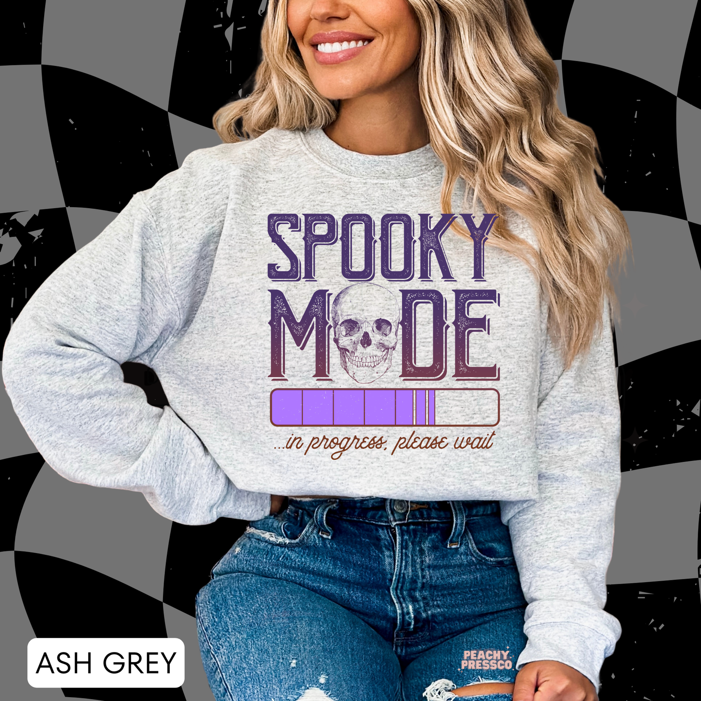 Spooky Mode Loading Shirt | Funny Skull Halloween Crewneck, Apparel