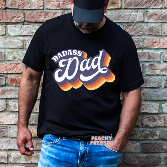 Retro Badass Dad T-Shirt, Apparel