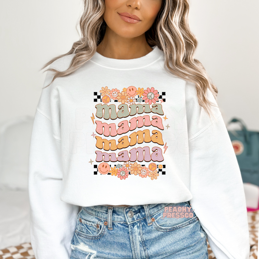 Retro Floral MAMA Sweatshirt, Apparel – Groovy Mom Style