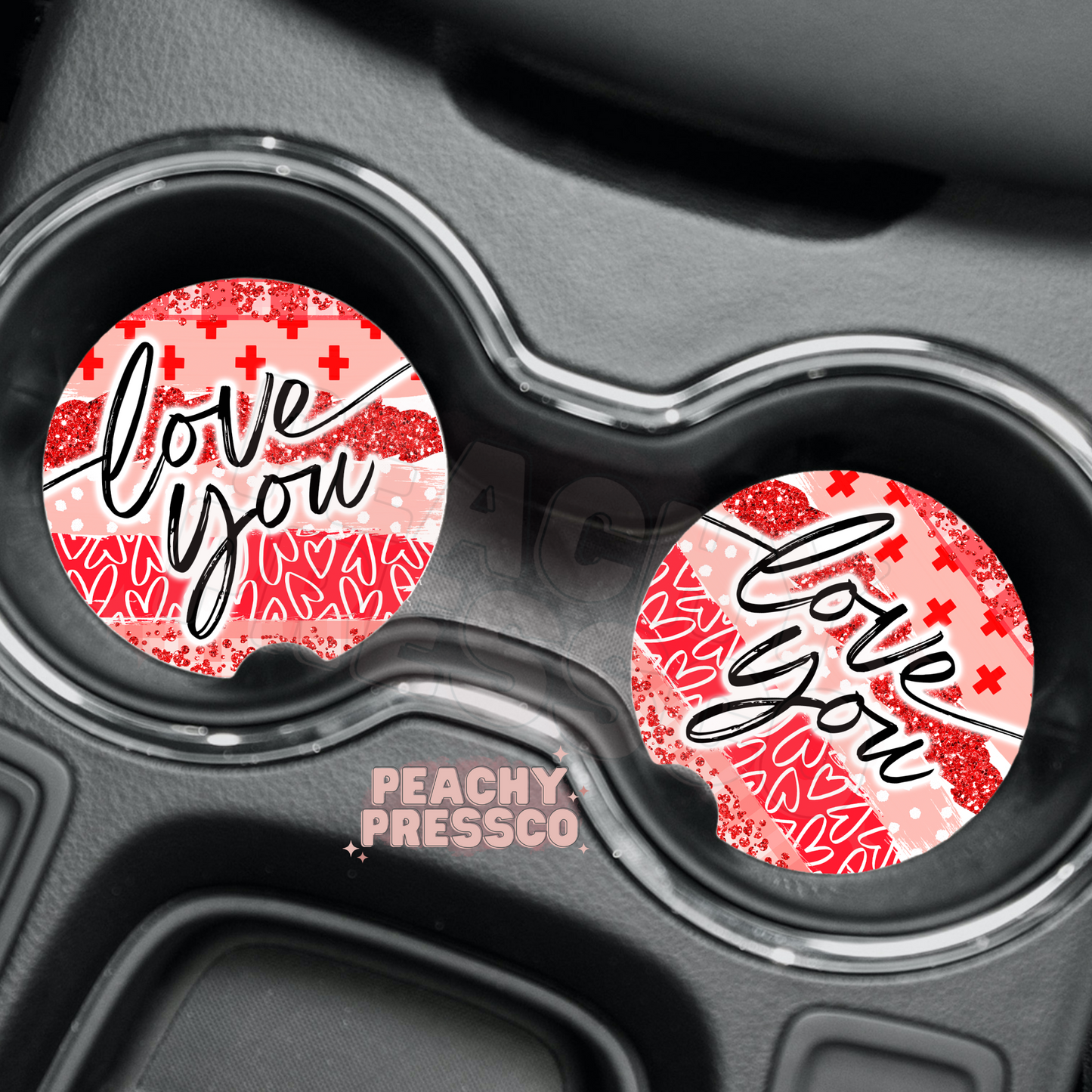 Love You Car Coaster – Cute Valentine's Day Set