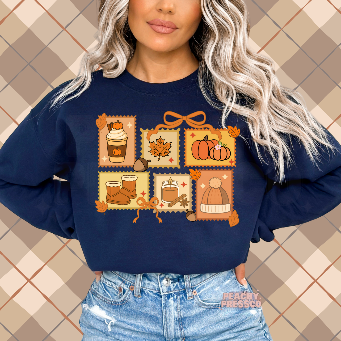 Autumn Essentials Sweatshirt | Pumpkins, Coffee, Boots & Candle, Fall Apparel