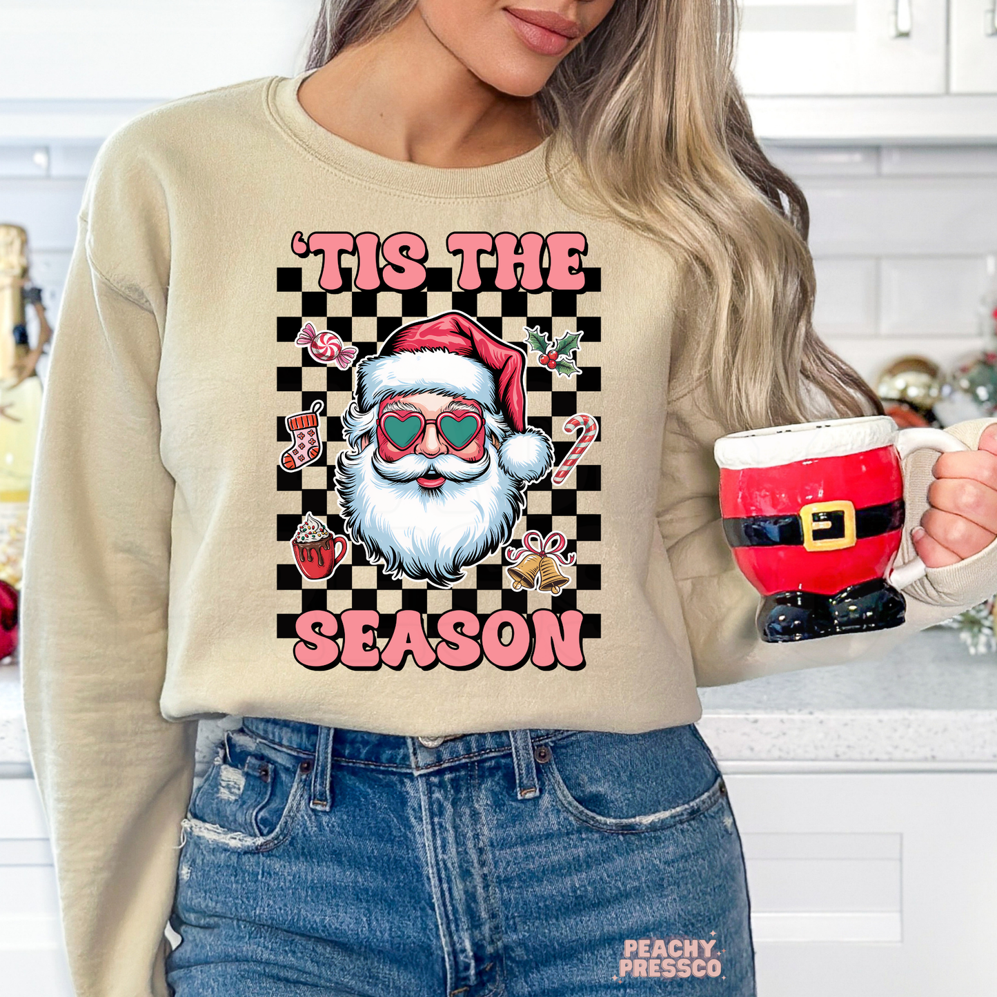 Checkered Santa Christmas Shirt | Retro Tis The Season, Holiday Apparel