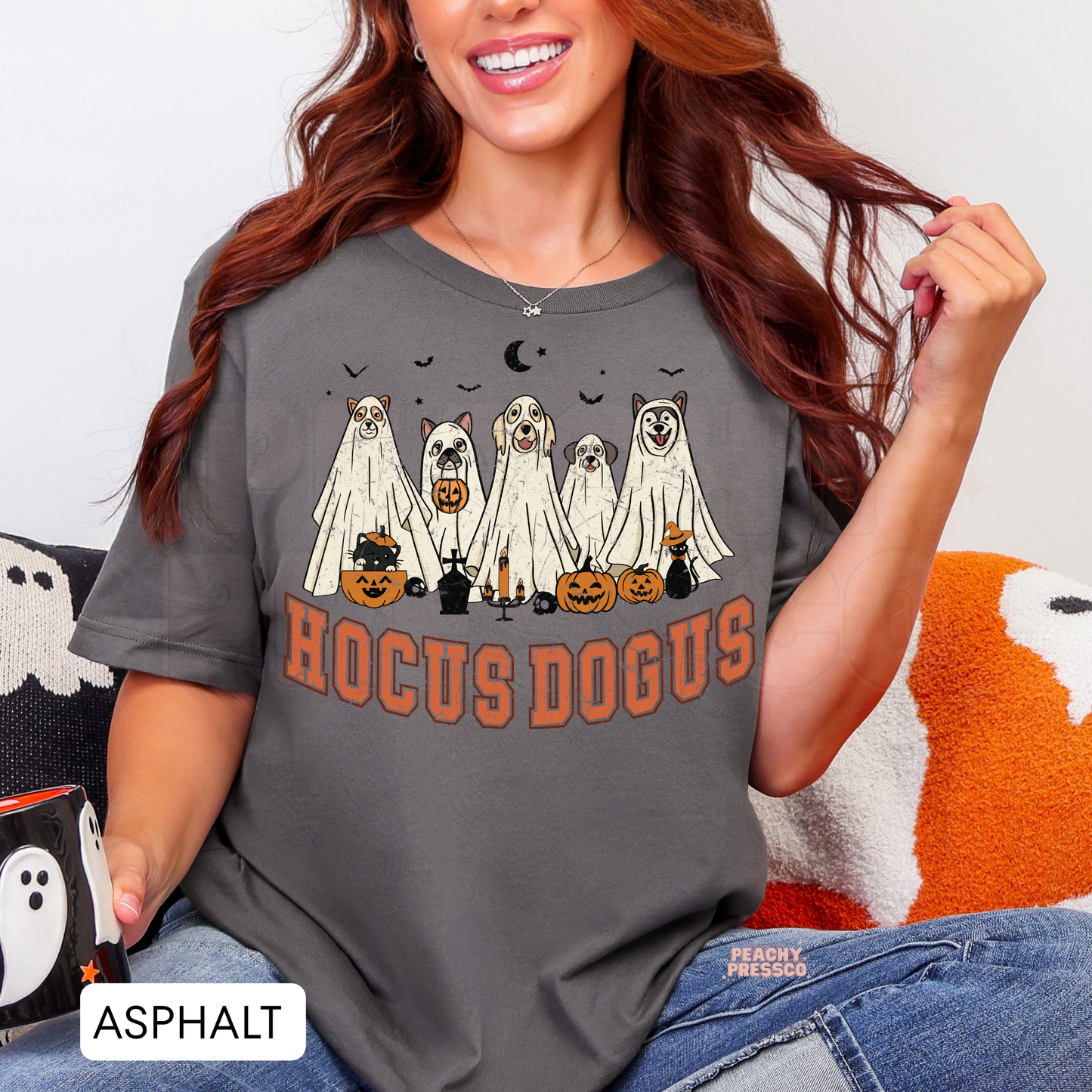 Hocus Dogus Halloween Shirt | Cute Dog Ghosts Crewneck, Apparel