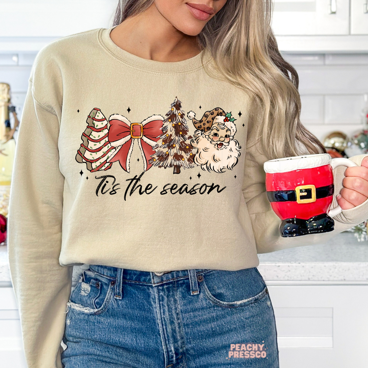Tis The Season Santa Shirt | Cute Retro Christmas Graphic Holiday Apparel