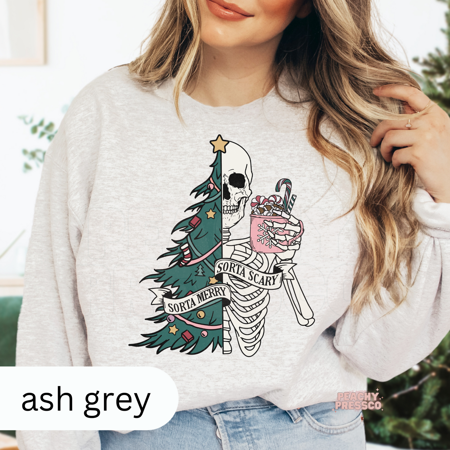 Sorta Merry Sorta Scary Skeleton Christmas Sweatshirt – Spooky Holiday Vibes