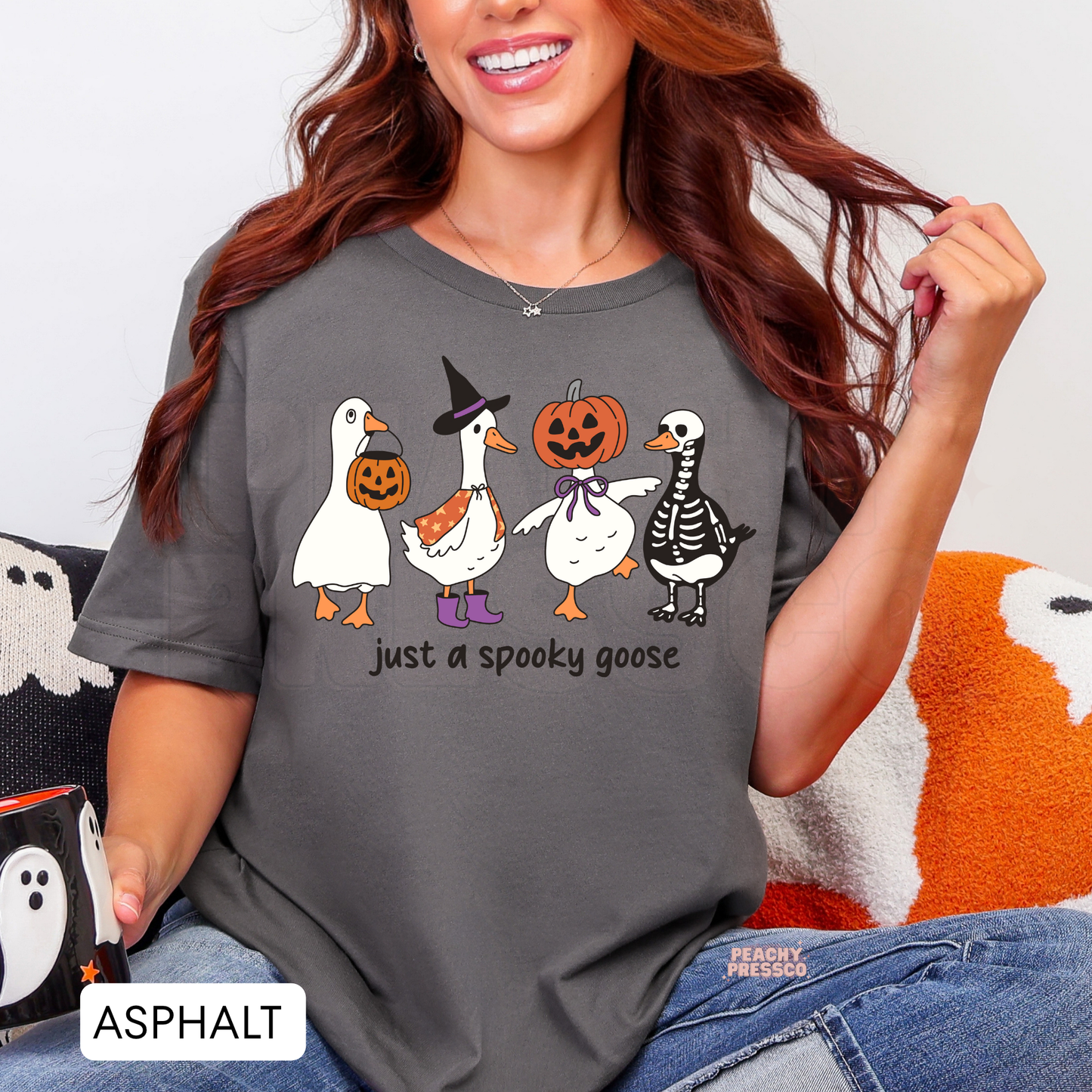 Just a Spooky Goose Sweatshirt | Cute Halloween Crewneck, Apparel
