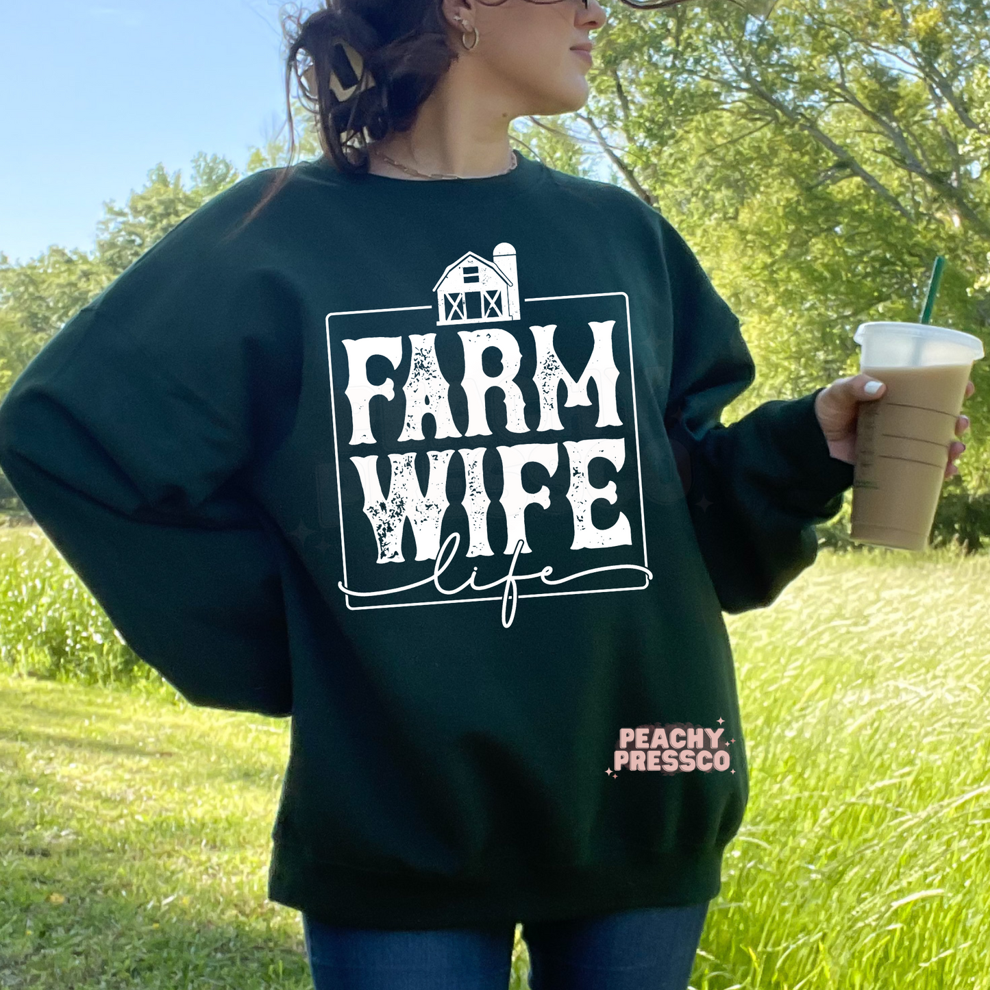 Farm Wife Life Shirt – Rustic Country Wife Apparel with Barn Icon