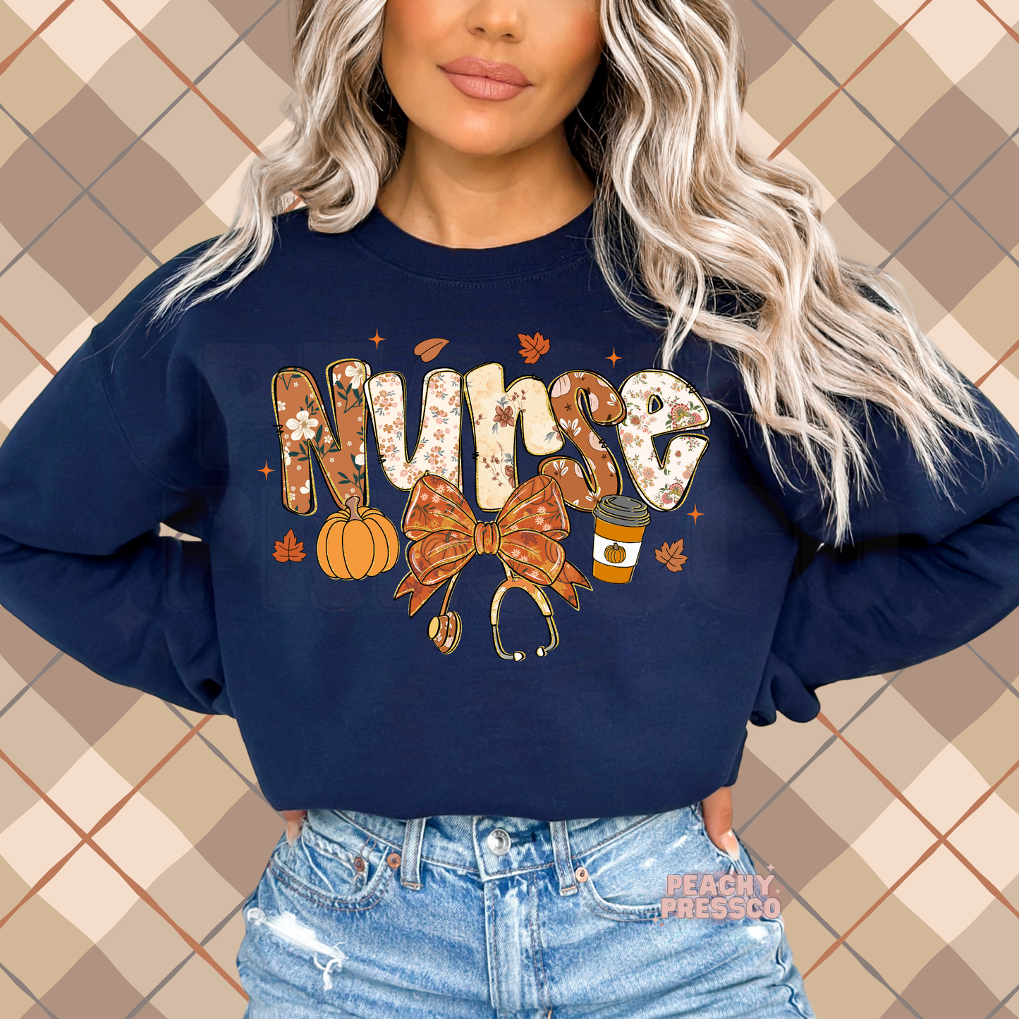 Fall Nurse Sweatshirt – Cute Autumn Floral Pumpkin Graphic Crewneck, Fall Apparel