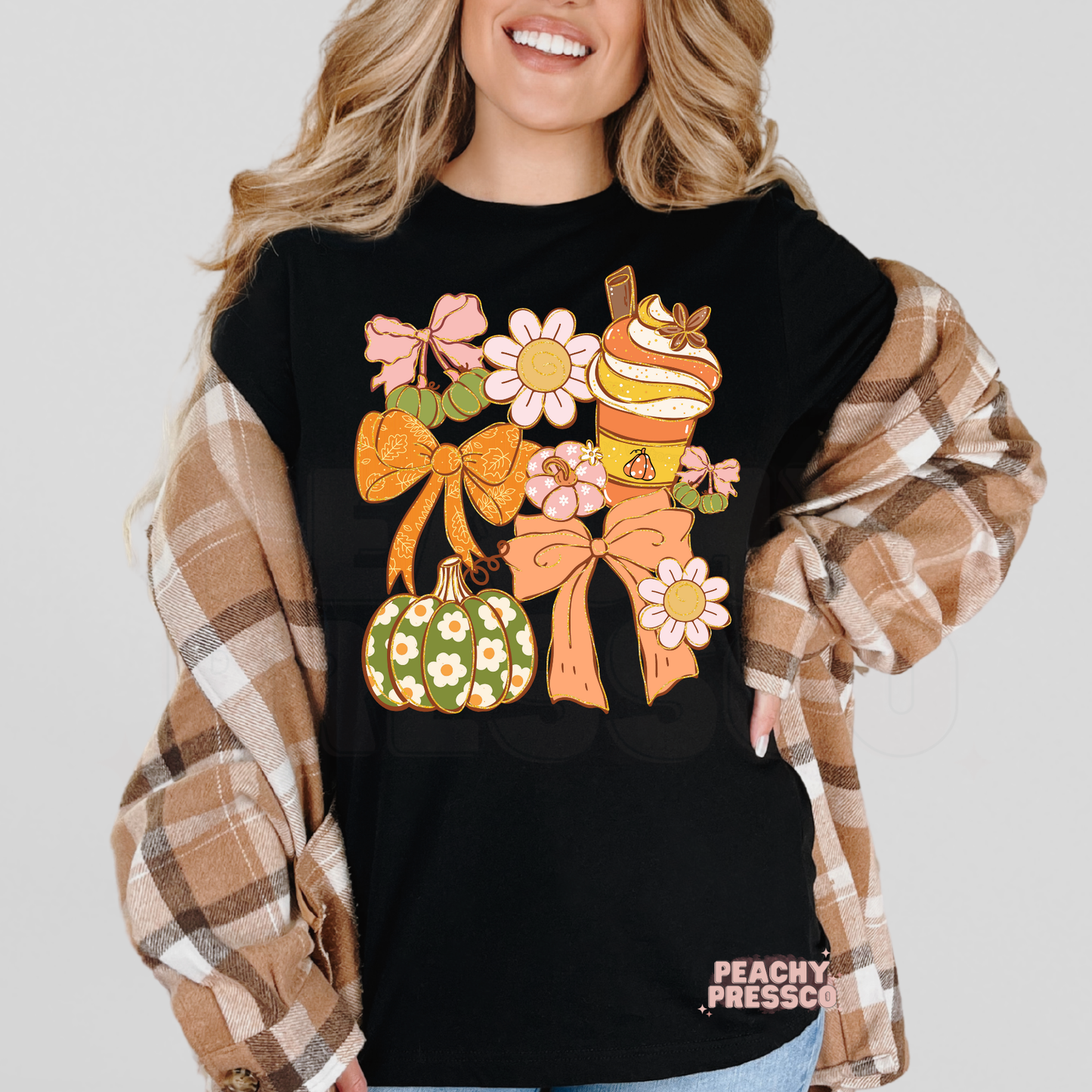 Fall Bows & Pumpkins Aesthetic Sweatshirt, Cozy Fall Apparel