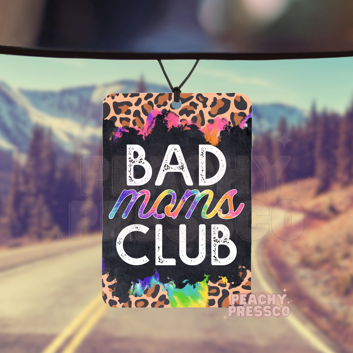 Bad Moms Club Car Air Freshener – Leopard & Neon Splash