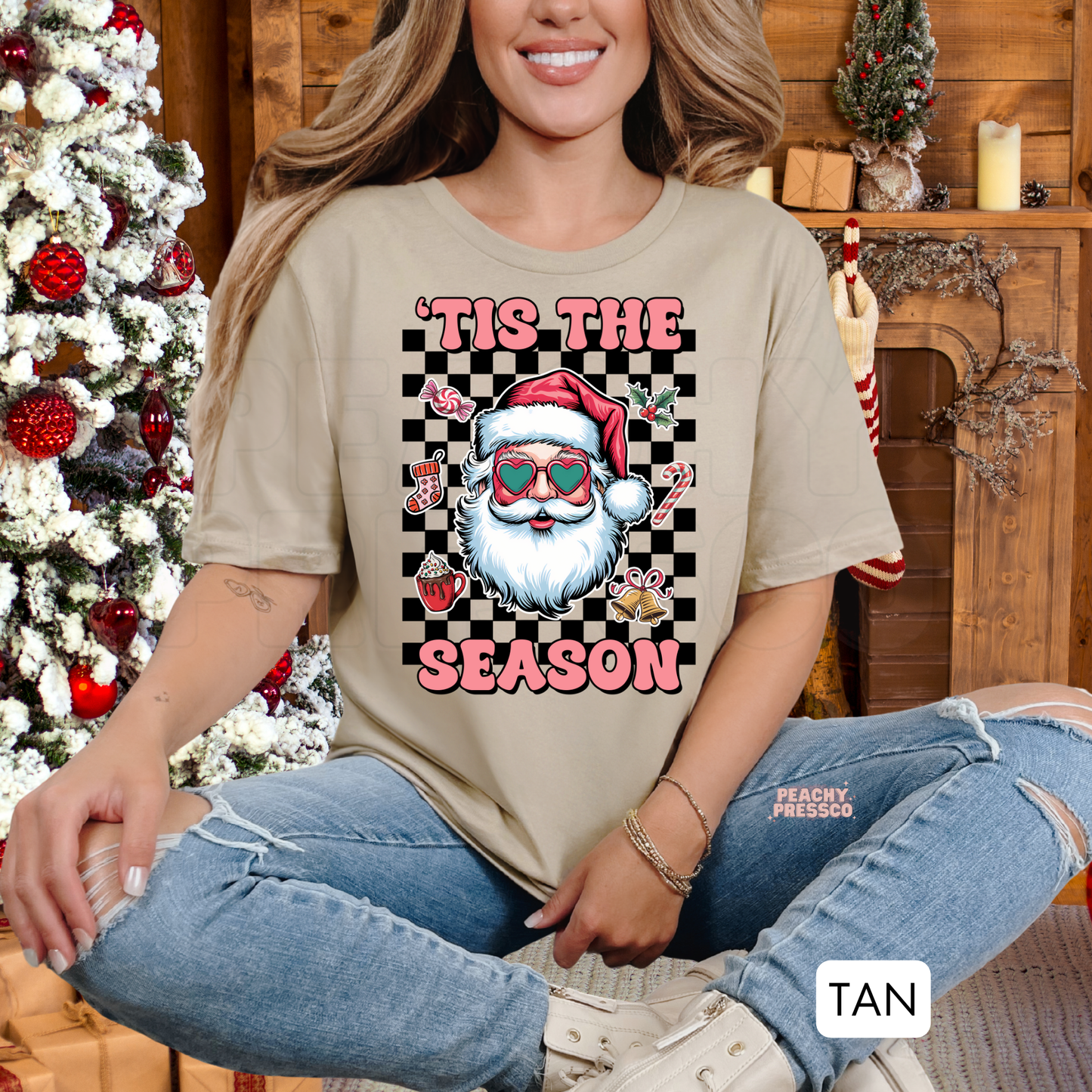 Checkered Santa Christmas Shirt | Retro Tis The Season, Holiday Apparel