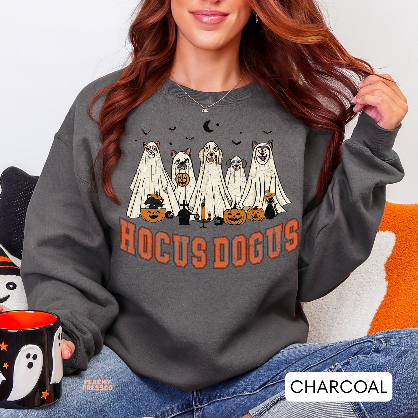 Hocus Dogus Halloween Shirt | Cute Dog Ghosts Crewneck, Apparel