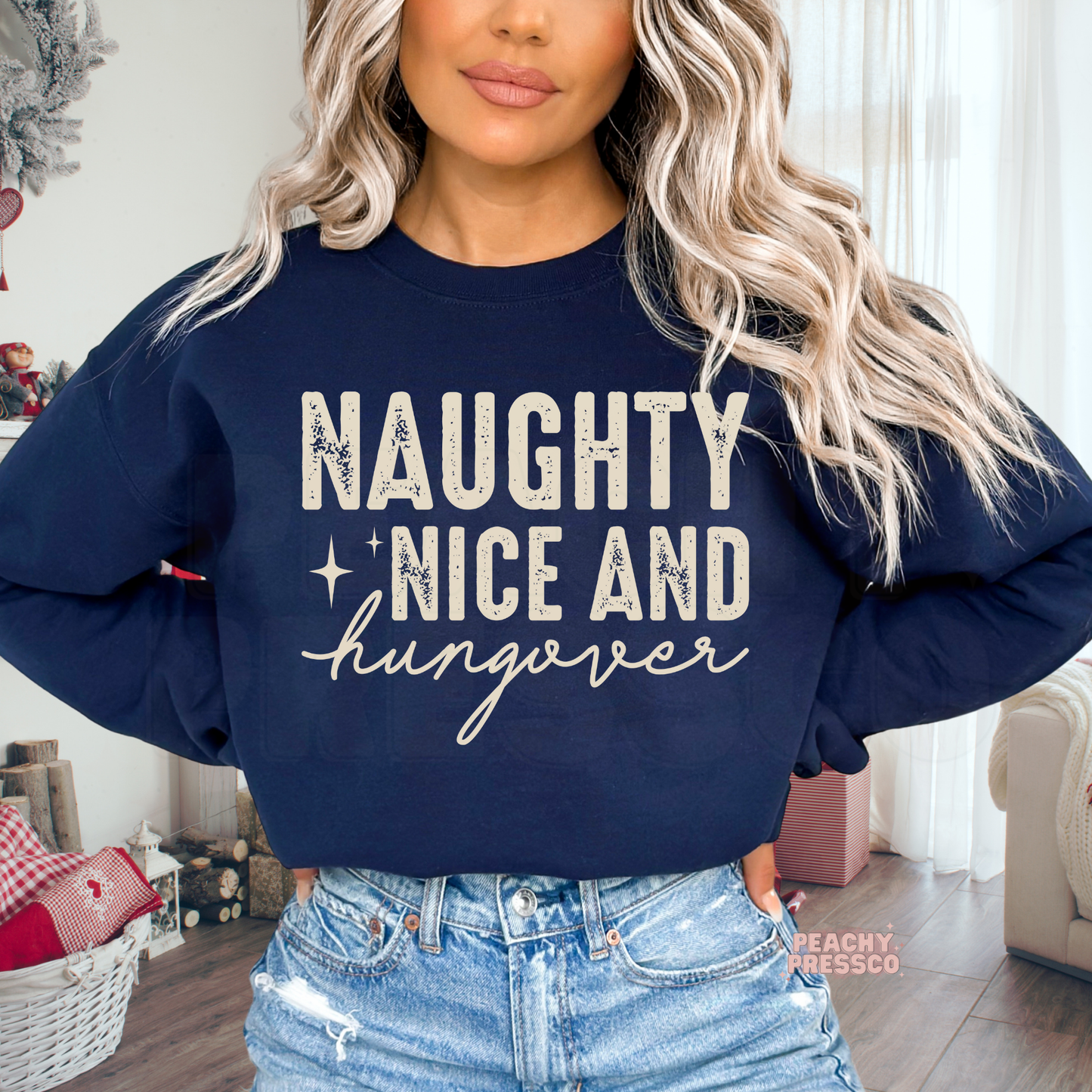 Naughty, Nice and Hungover Christmas Shirt, Holiday Apparel
