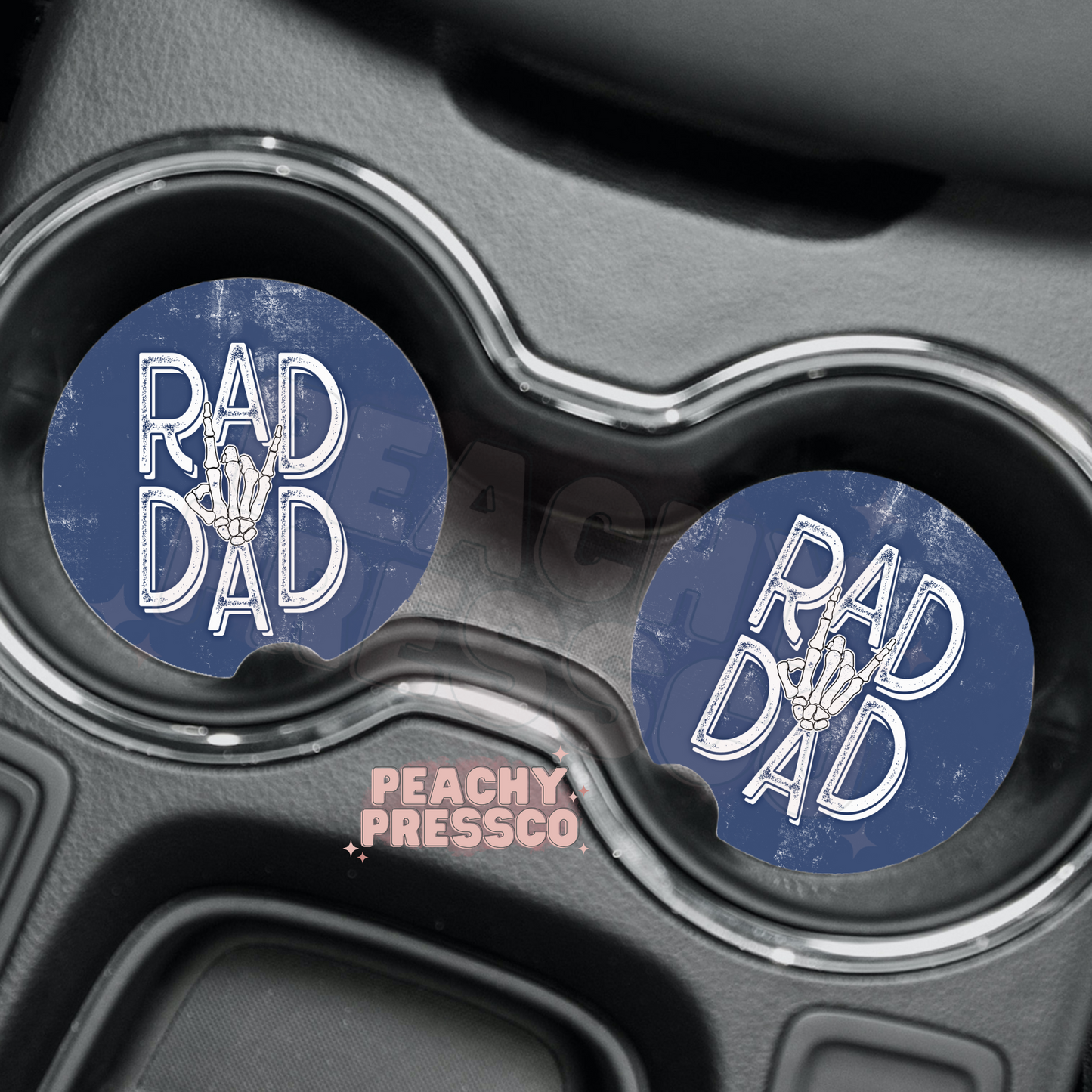 Rad Dad Car Coasters – Cool Skeleton Hand Set