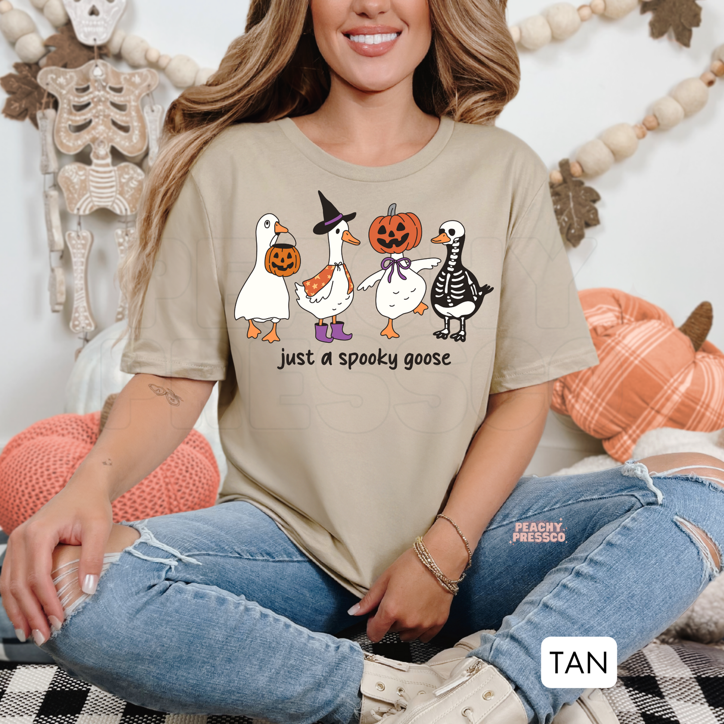 Just a Spooky Goose Sweatshirt | Cute Halloween Crewneck, Apparel