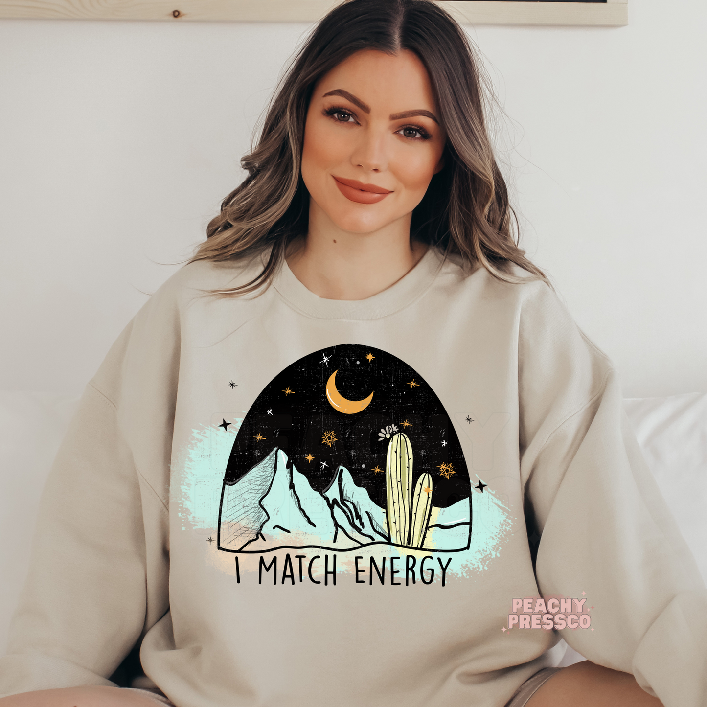 I Match Energy Cactus Moon Desert Tee – Western Boho Vibe Apparel for Sassy Energy Mood