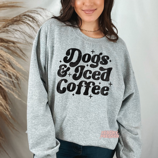 Dogs & Iced Coffee Sweatshirt – Cute Comfy Pet Lover Gift