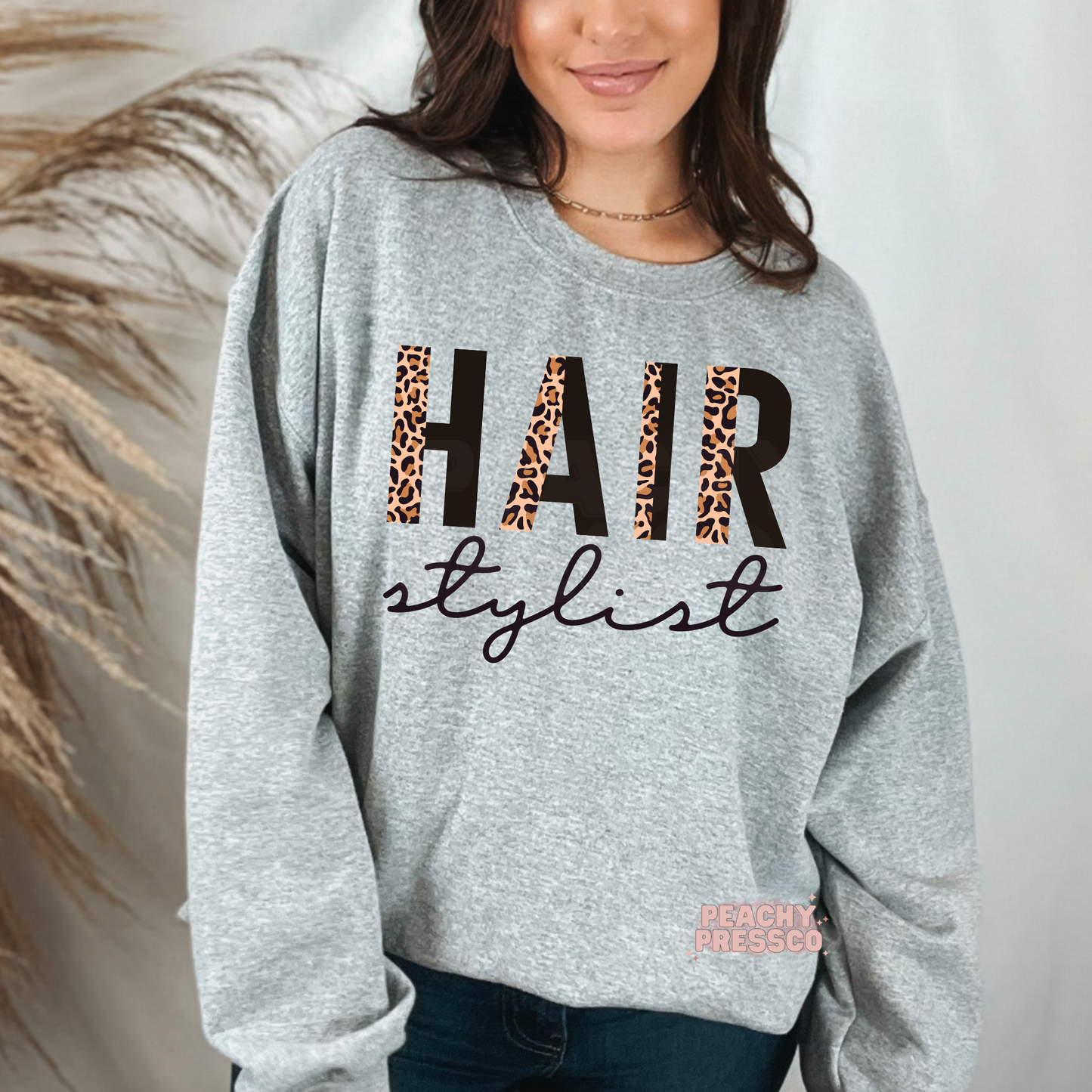 Hair Stylist Leopard Print Sweatshirt – Bold Animal Print Salon Crewneck