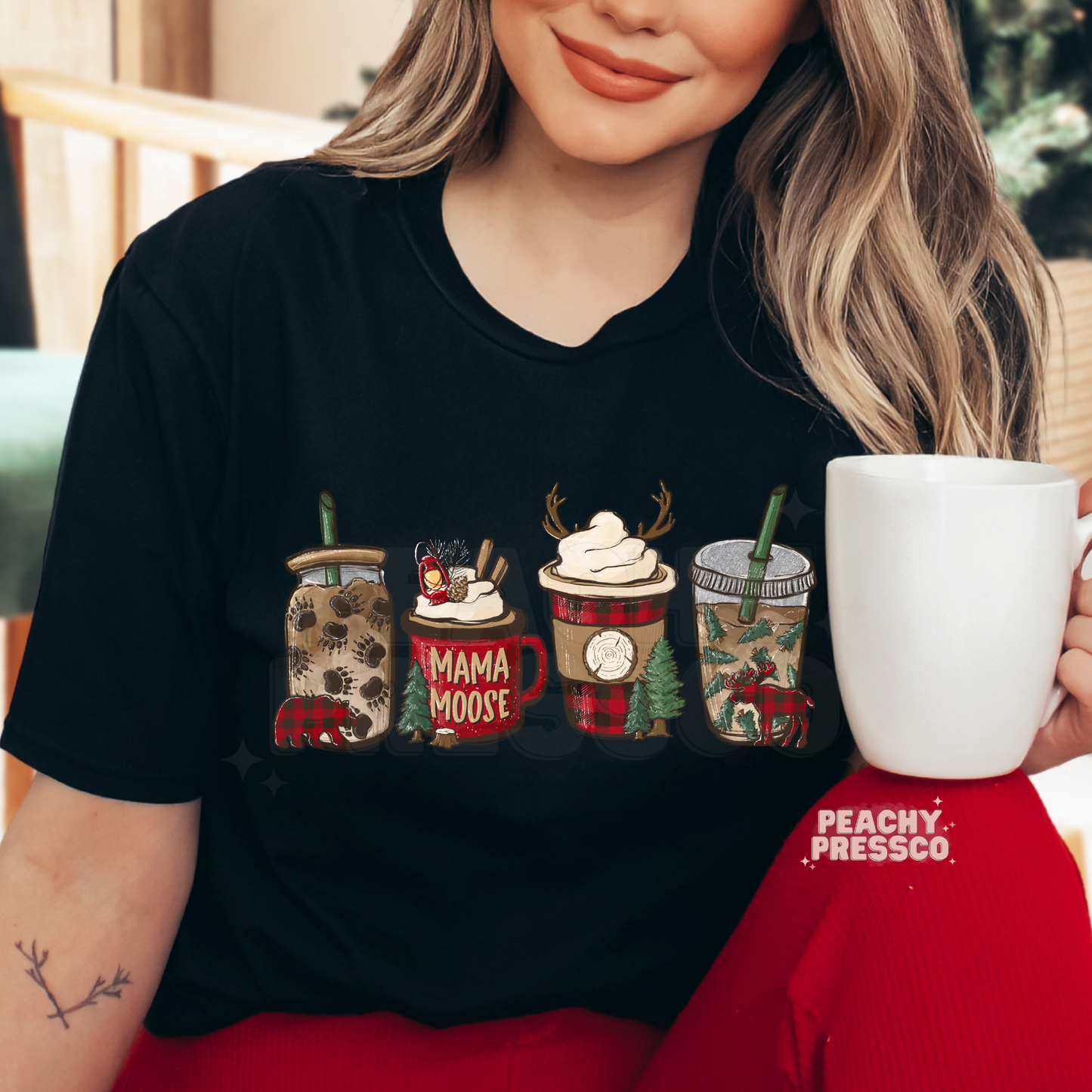 Mama Moose Holiday Shirt – Cozy Christmas Drink Theme Apparel