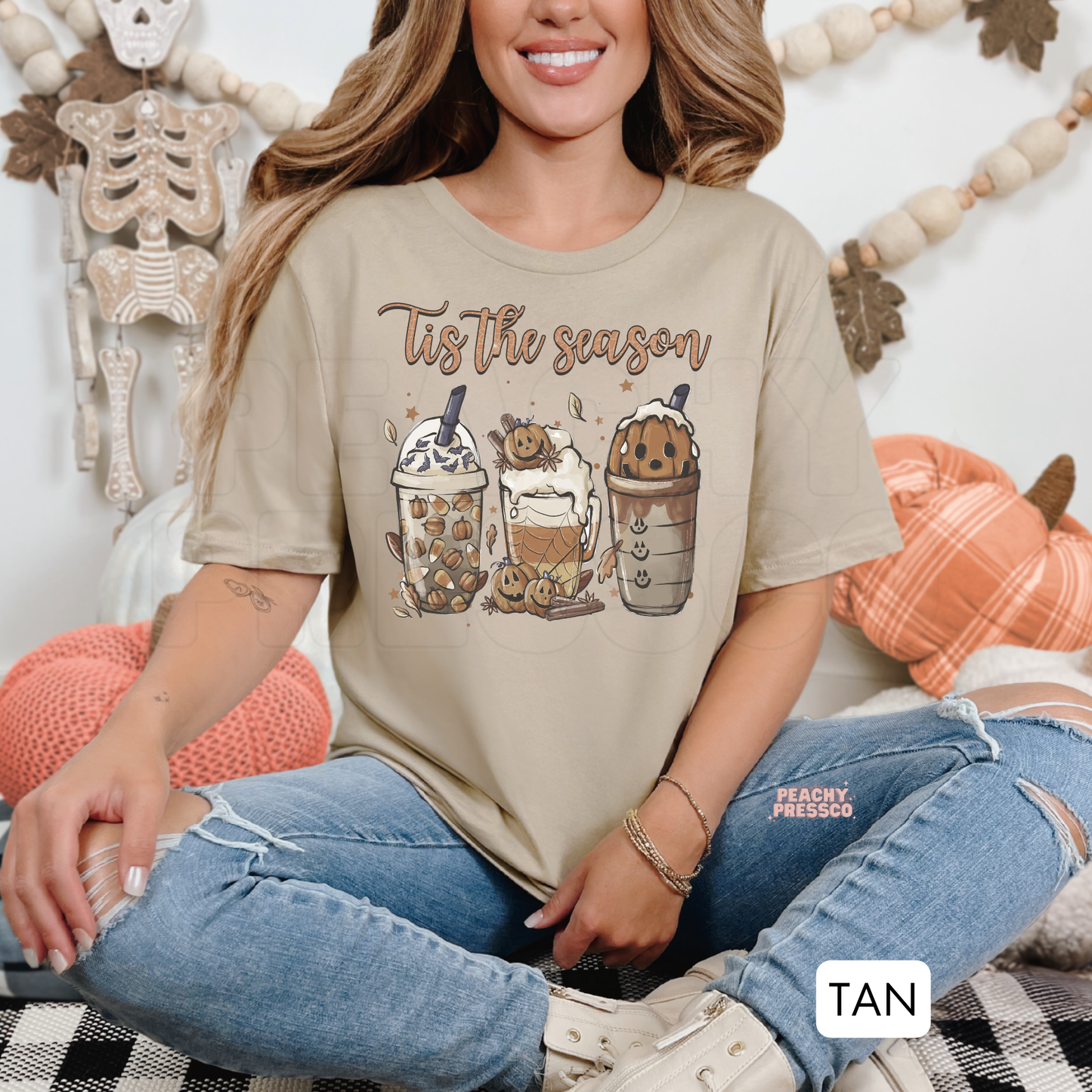 Tis the Season Coffee Drink Shirt | Pumpkin & Spooky Vibes, Apparel