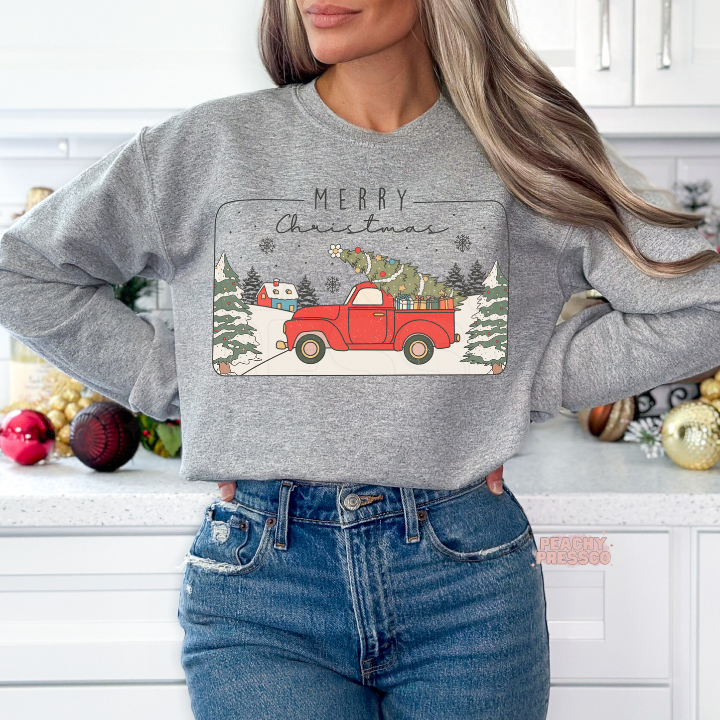 Vintage Red Truck Merry Christmas T-Shirt – Classic Holiday Apparel